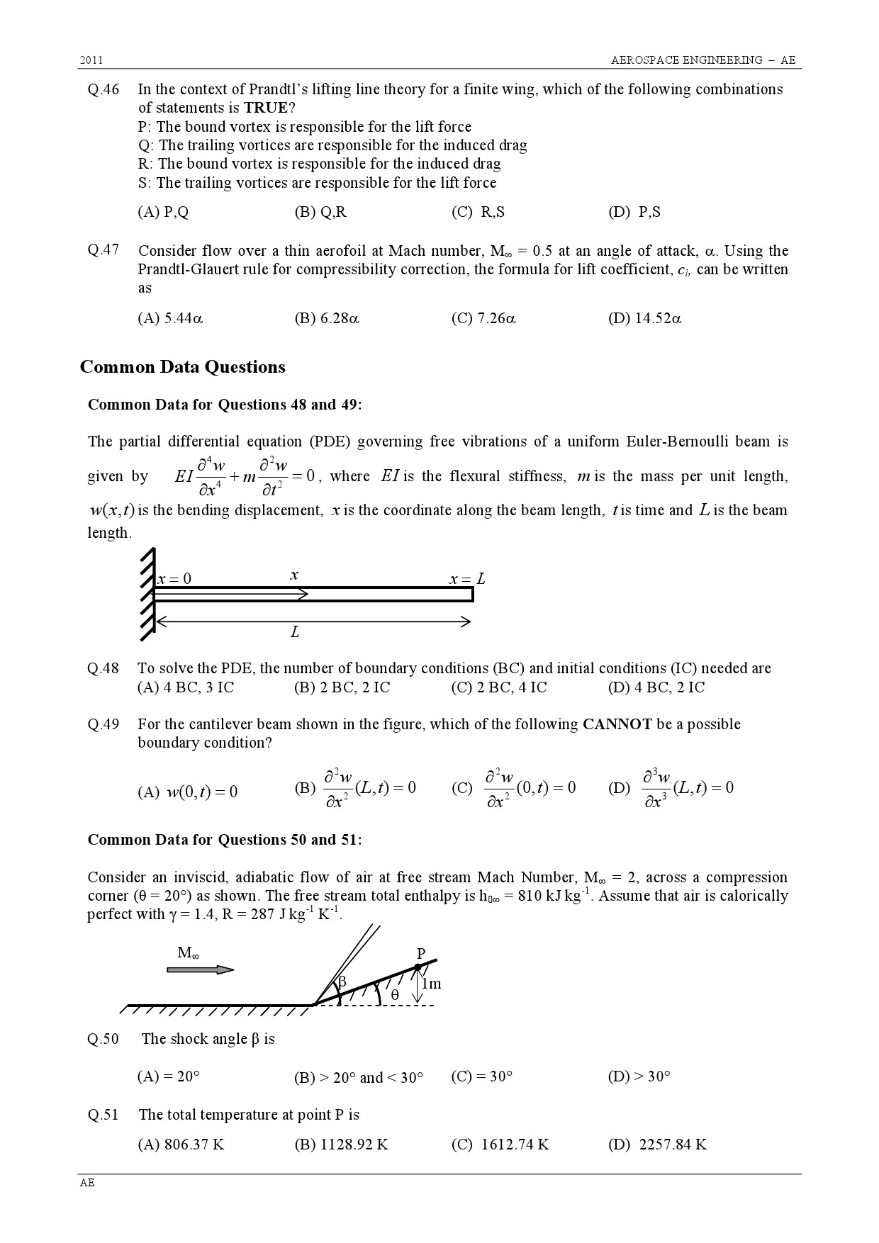 GATE Exam 2011 Aerospace Engineering Question Paper 8