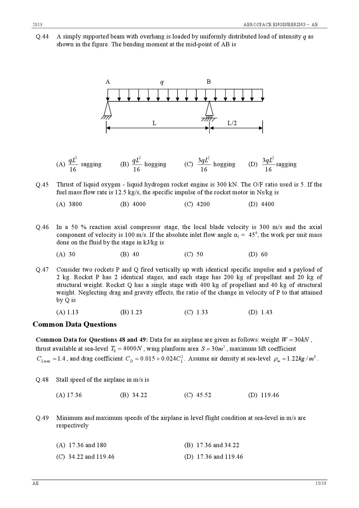 GATE Exam 2013 Aerospace Engineering Question Paper 15