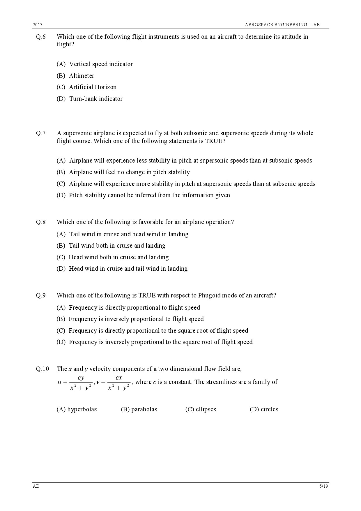 GATE Exam 2013 Aerospace Engineering Question Paper 5