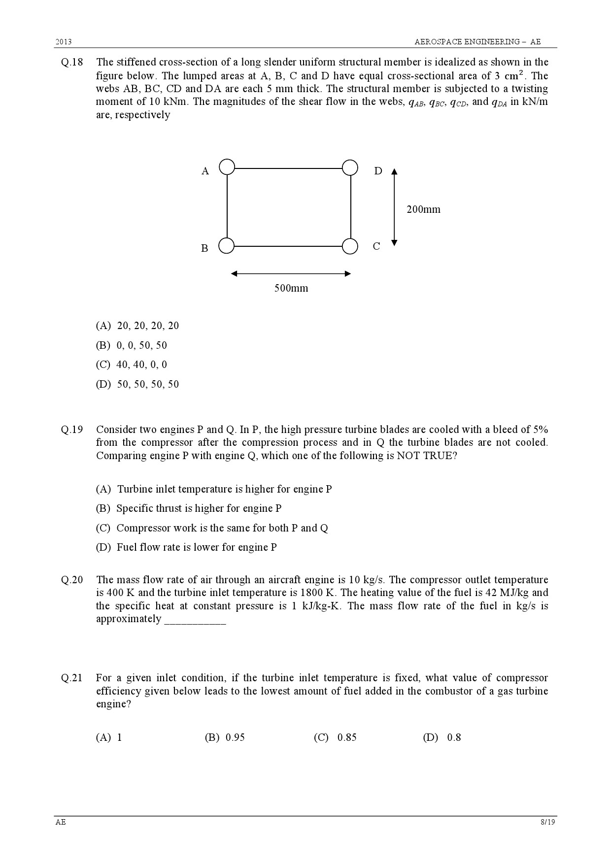 GATE Exam 2013 Aerospace Engineering Question Paper 8