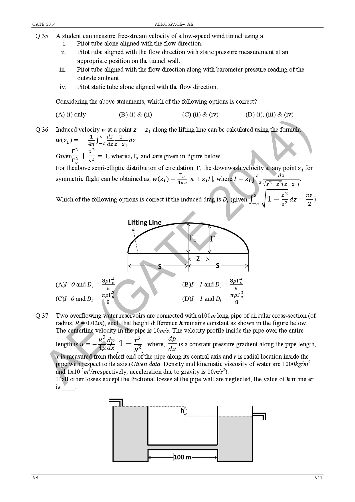 GATE Exam 2014 Aerospace Engineering Question Paper 11