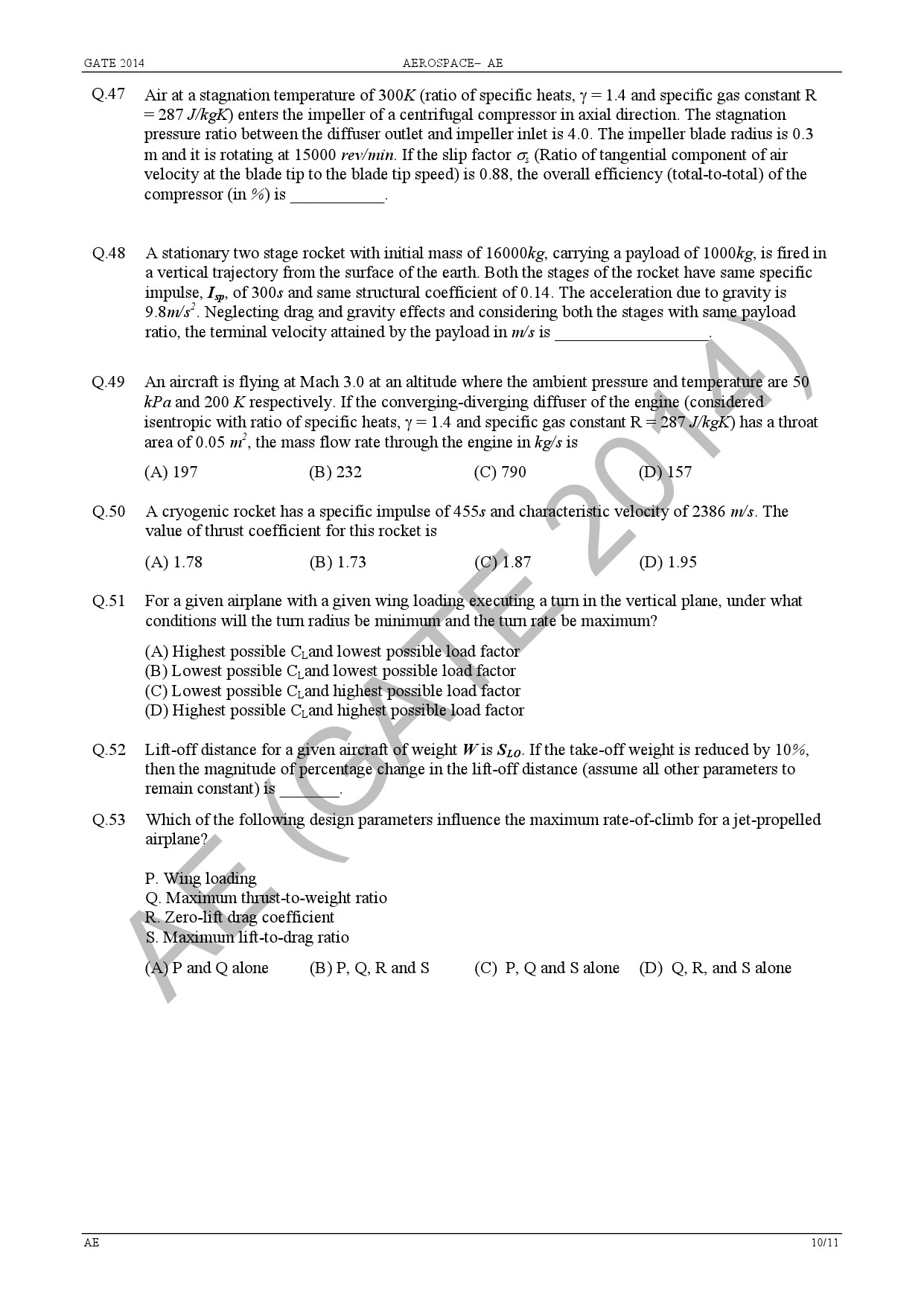 GATE Exam 2014 Aerospace Engineering Question Paper 14