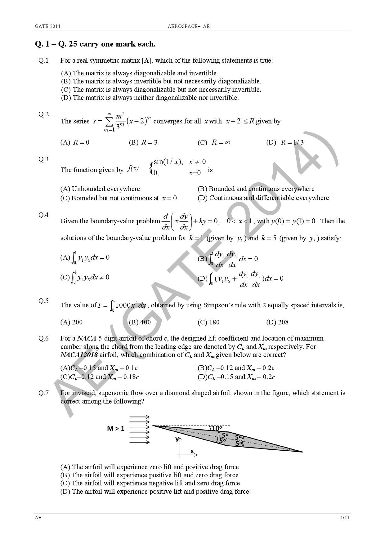 GATE Exam 2014 Aerospace Engineering Question Paper 5