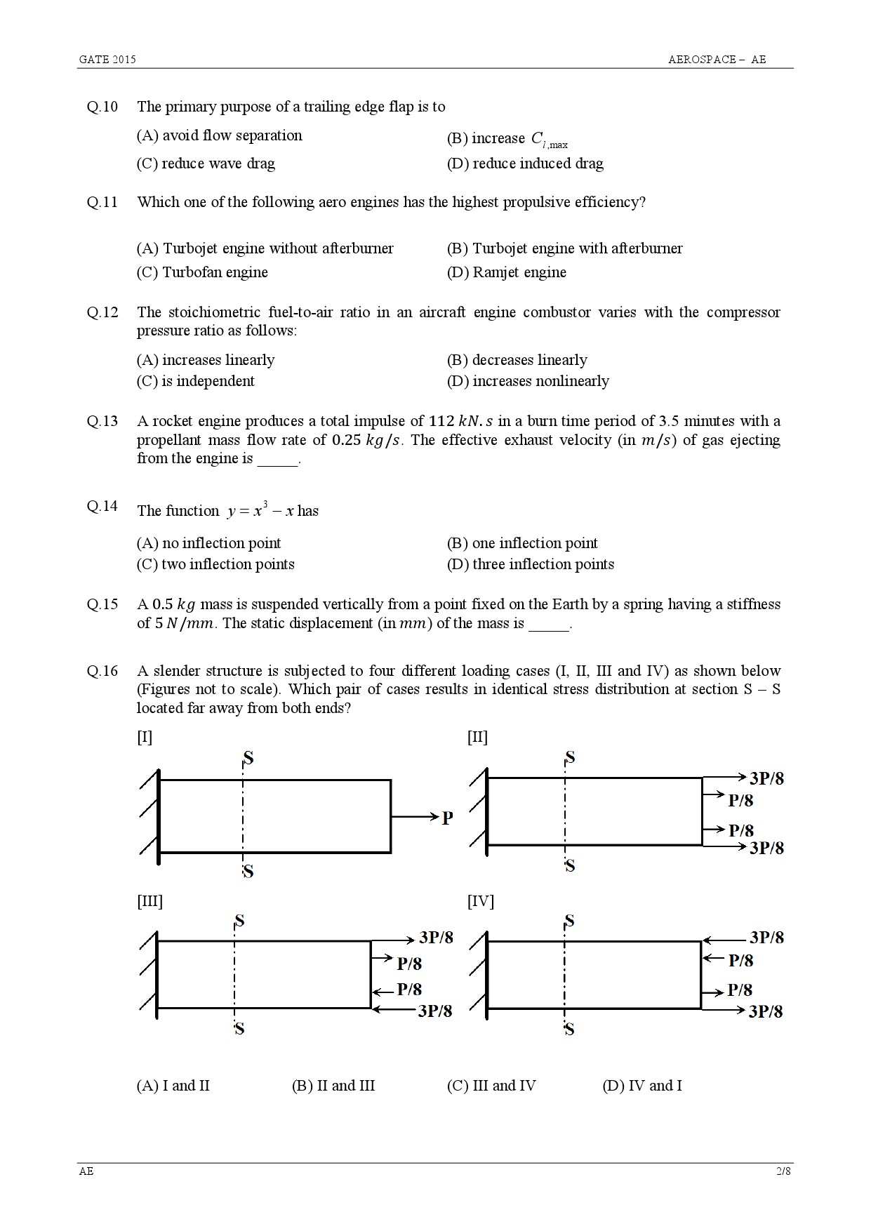 GATE Exam 2015 Aerospace Engineering Question Paper 2