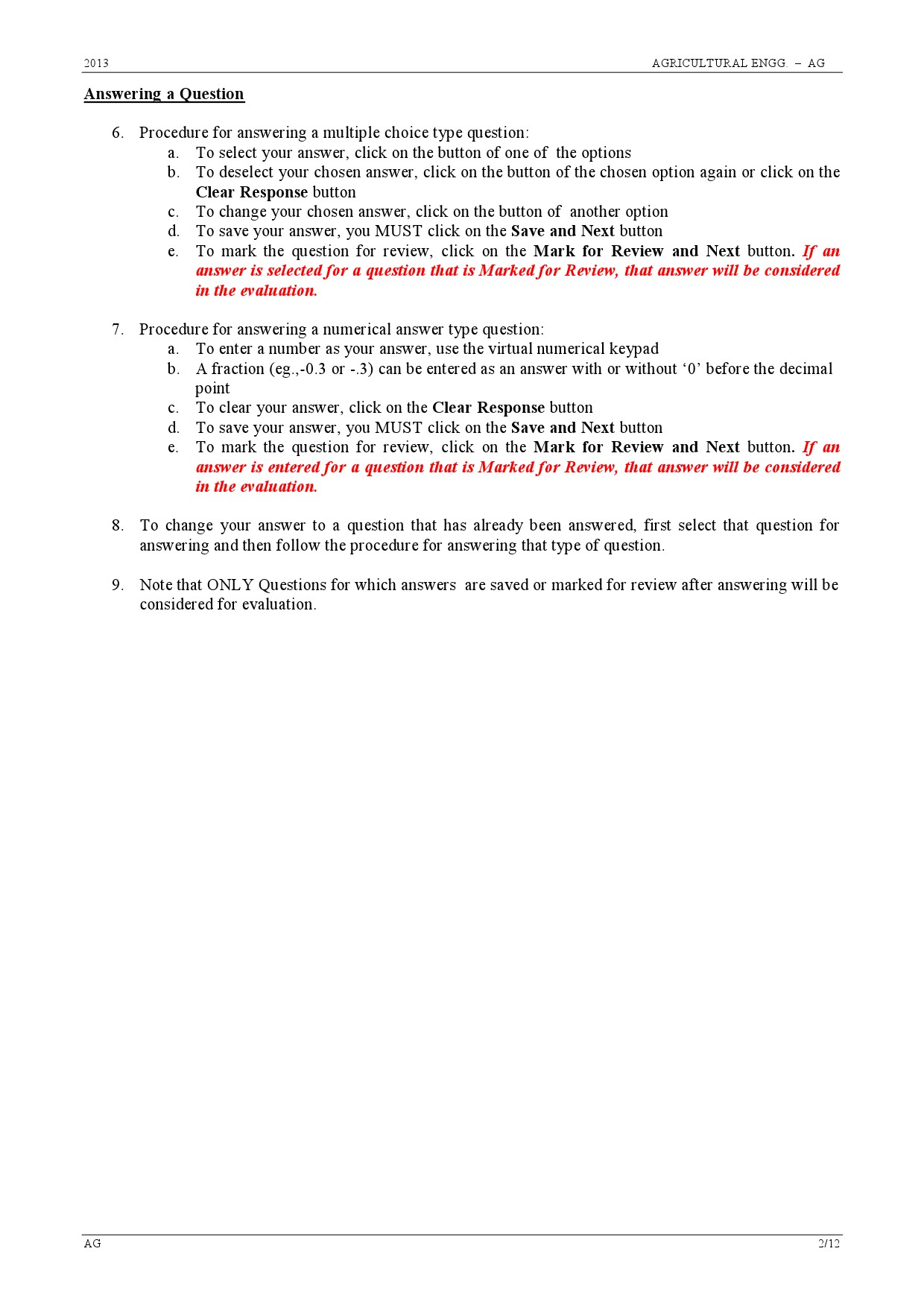 GATE Exam Question Paper 2013 Agricultural Engineering 2
