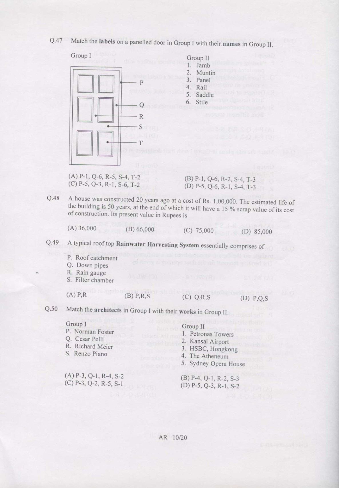 GATE Exam Question Paper 2007 Architecture and Planning 10
