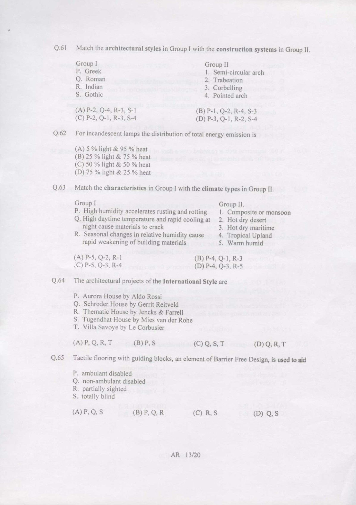 GATE Exam Question Paper 2007 Architecture and Planning 13