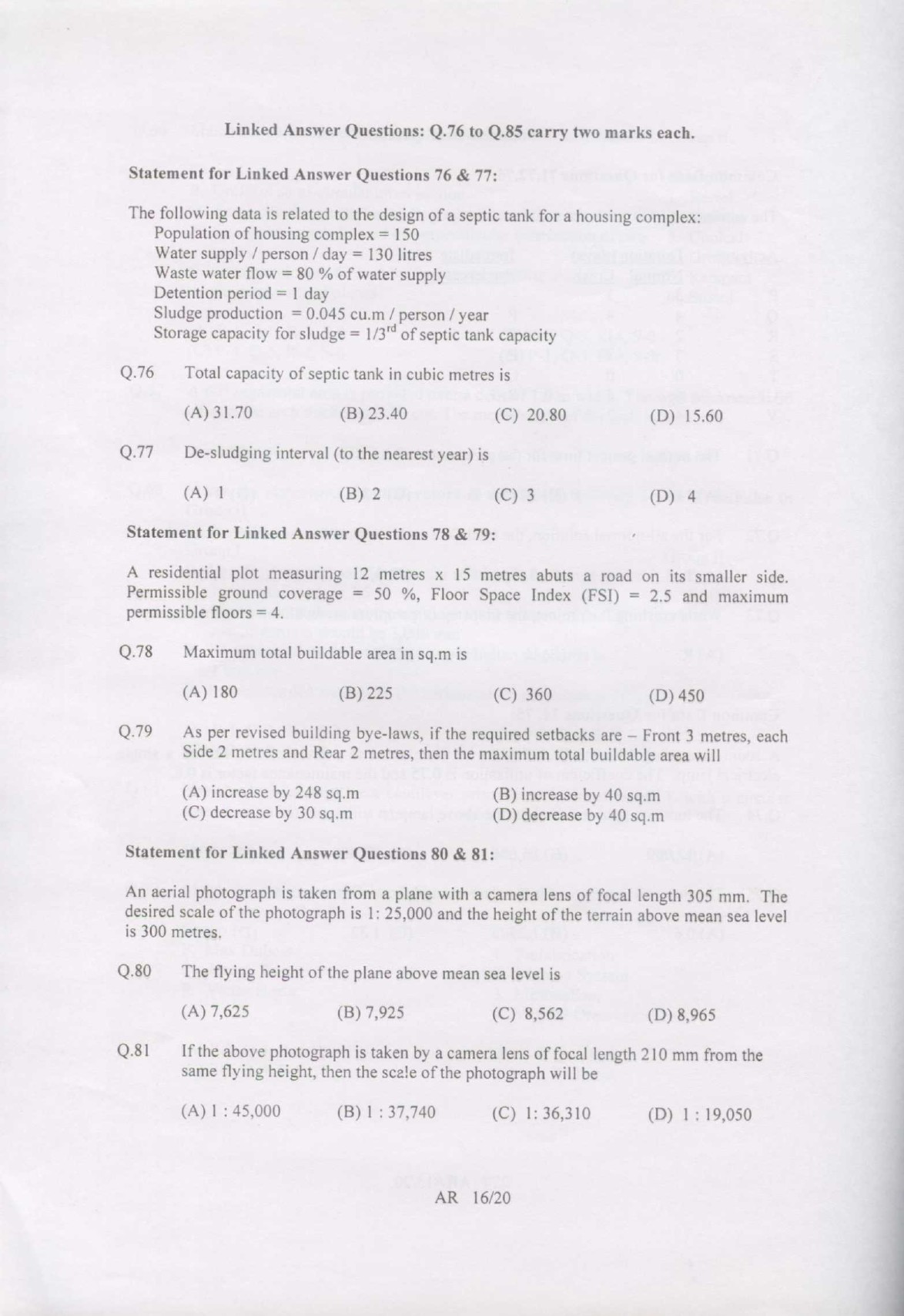 GATE Exam Question Paper 2007 Architecture and Planning 16