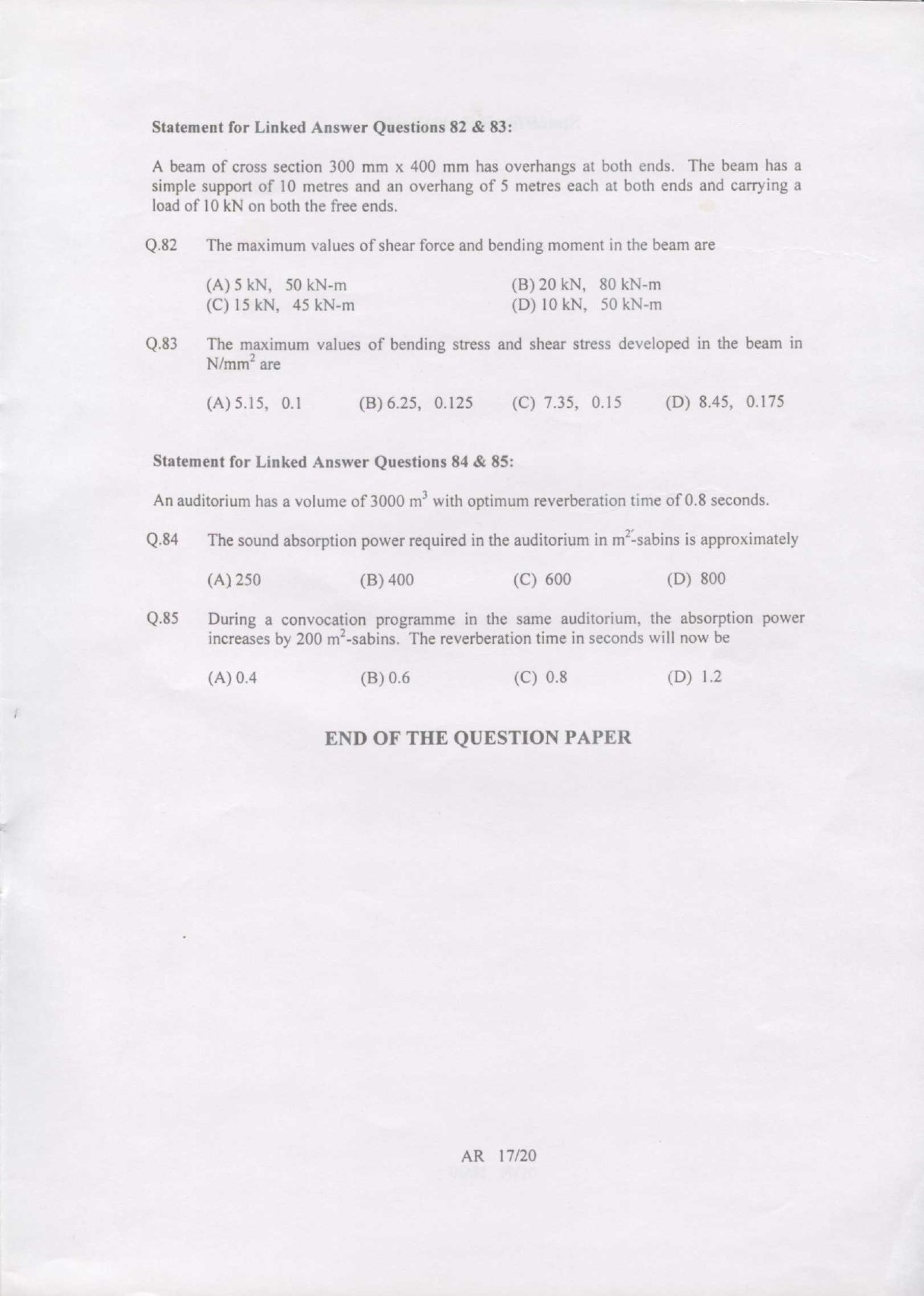 GATE Exam Question Paper 2007 Architecture and Planning 17