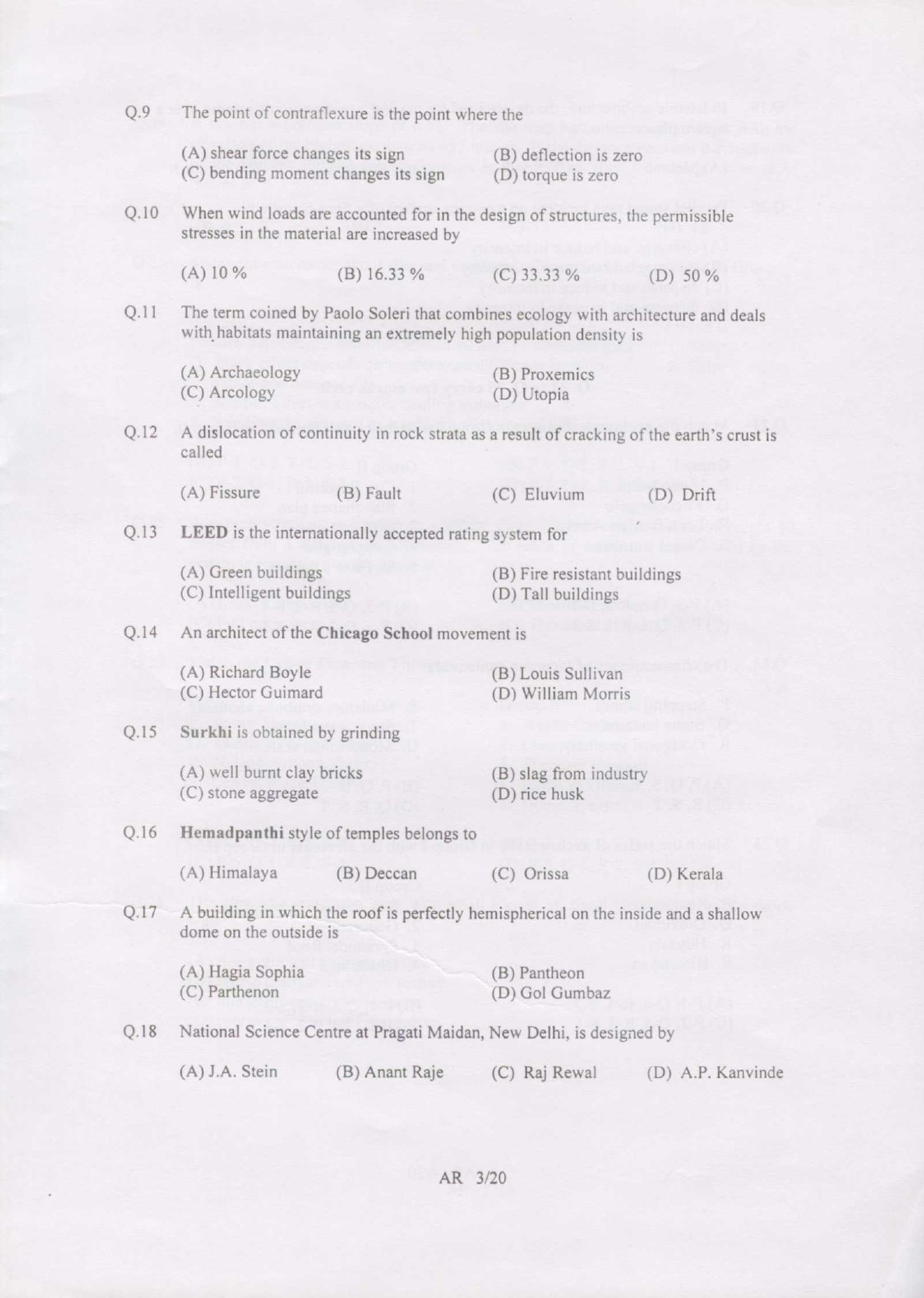 GATE Exam Question Paper 2007 Architecture and Planning 3