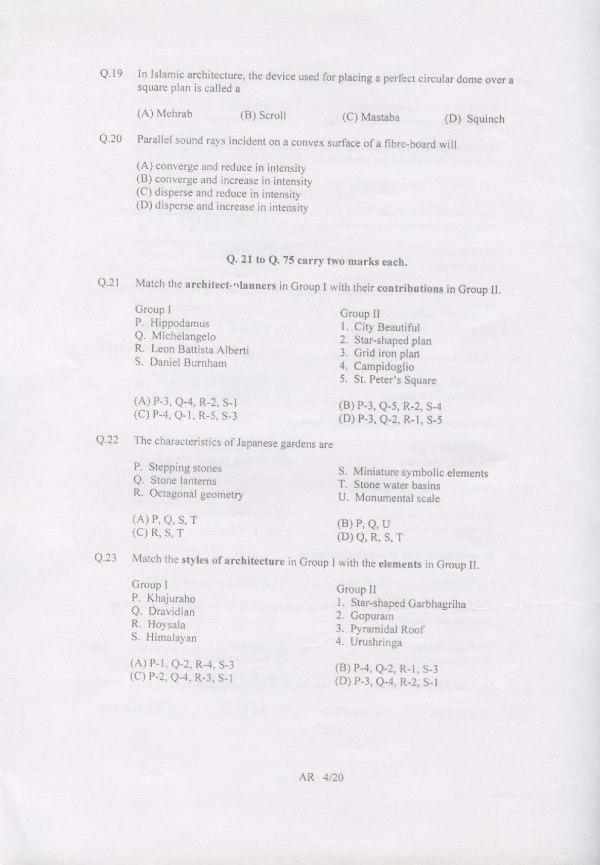 GATE Exam Question Paper 2007 Architecture and Planning 4