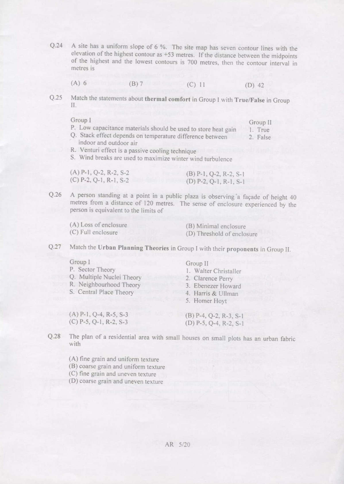 GATE Exam Question Paper 2007 Architecture and Planning 5