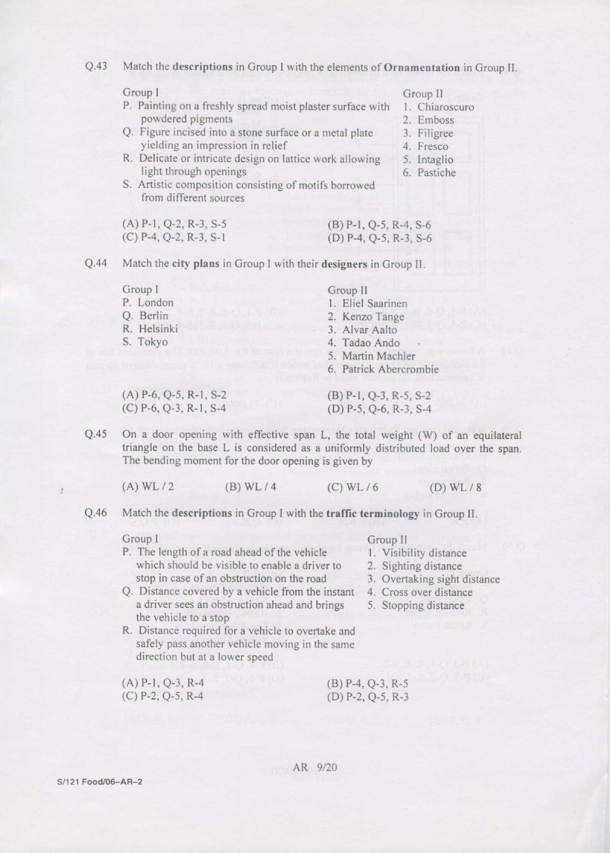 GATE Exam Question Paper 2007 Architecture and Planning 9