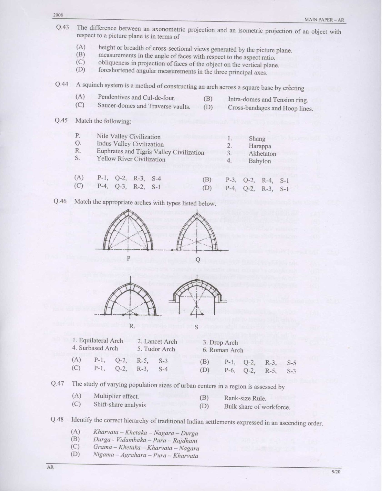 GATE Exam Question Paper 2008 Architecture and Planning 9