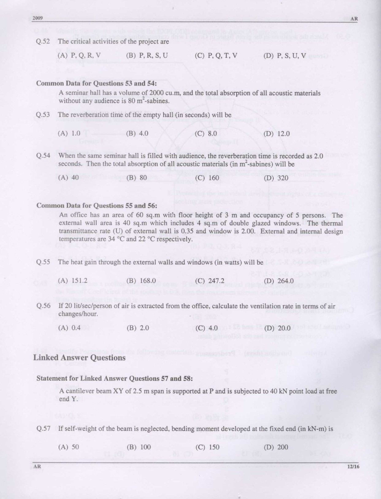 GATE Exam Question Paper 2009 Architecture and Planning 12