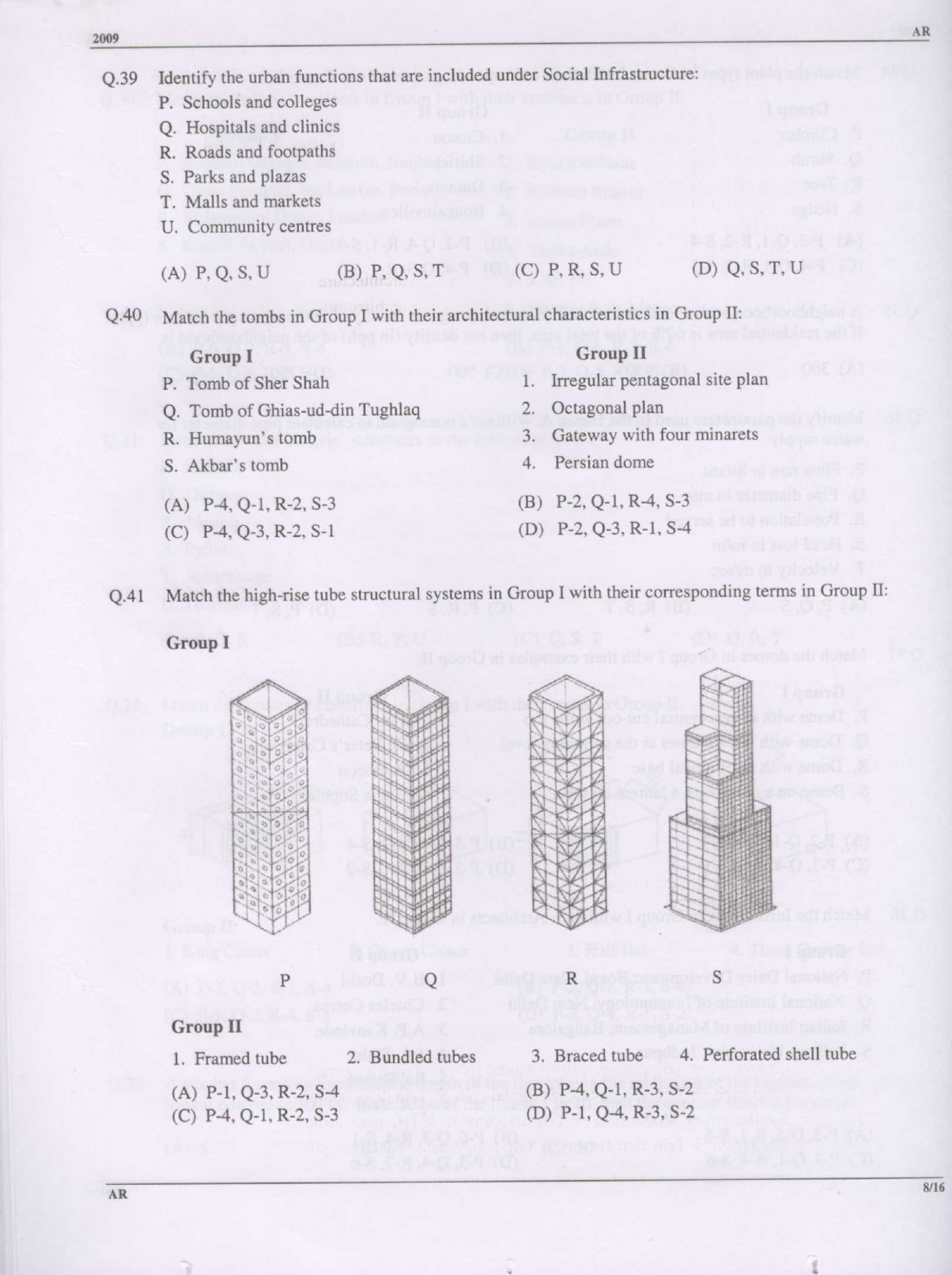 GATE Exam Question Paper 2009 Architecture and Planning 8