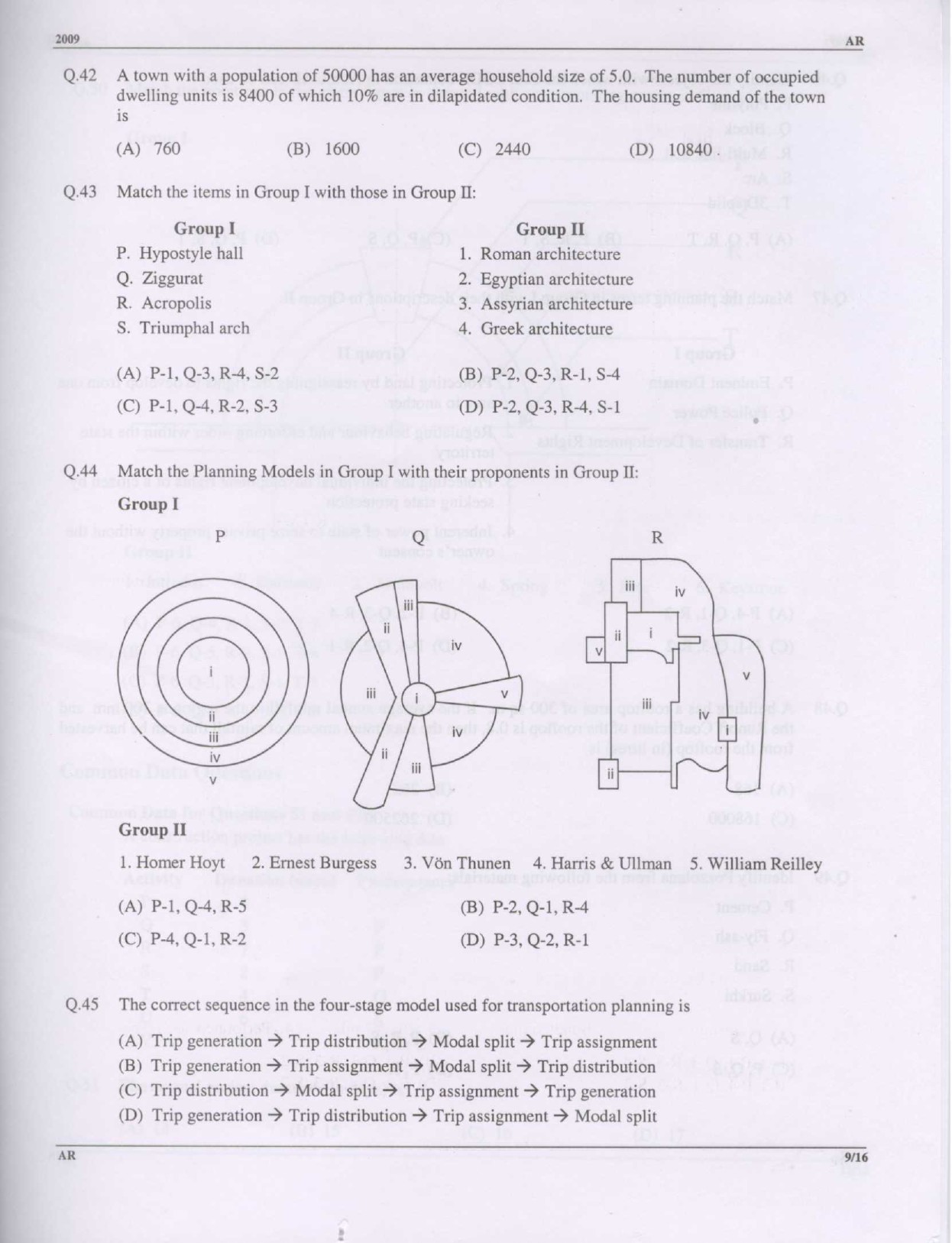 GATE Exam Question Paper 2009 Architecture and Planning 9