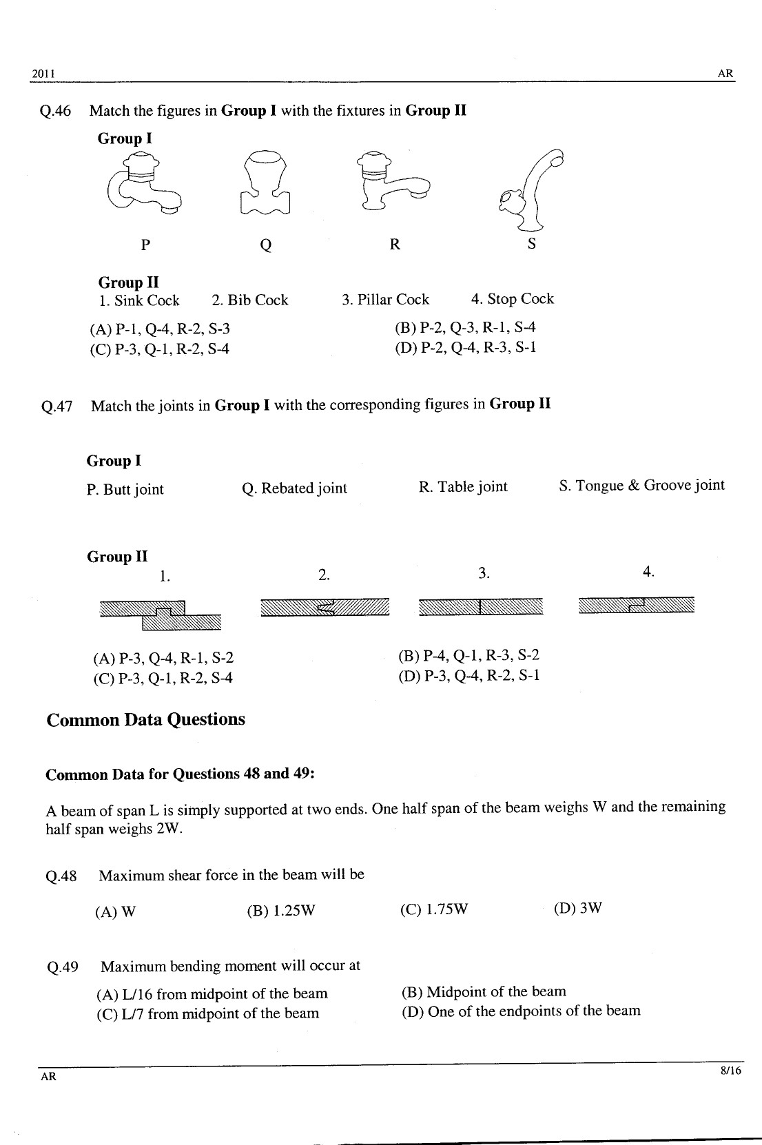 GATE Exam Question Paper 2011 Architecture and Planning 8
