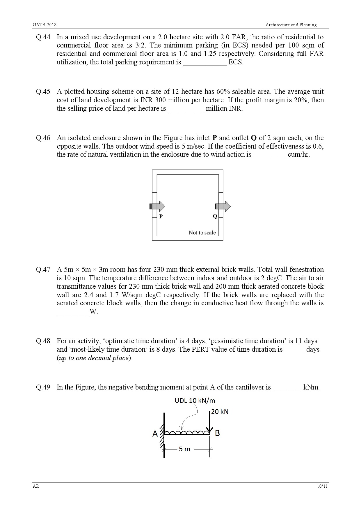 GATE Exam Question Paper 2018 Architecture and Planning 12