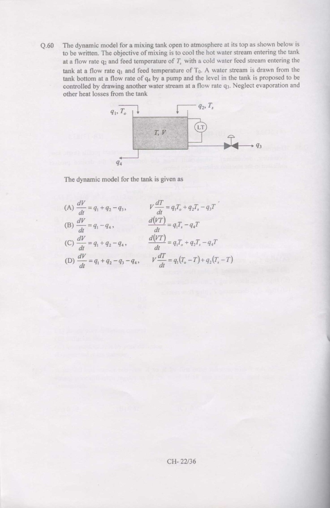 GATE Exam Question Paper 2007 Chemical Engineering 22