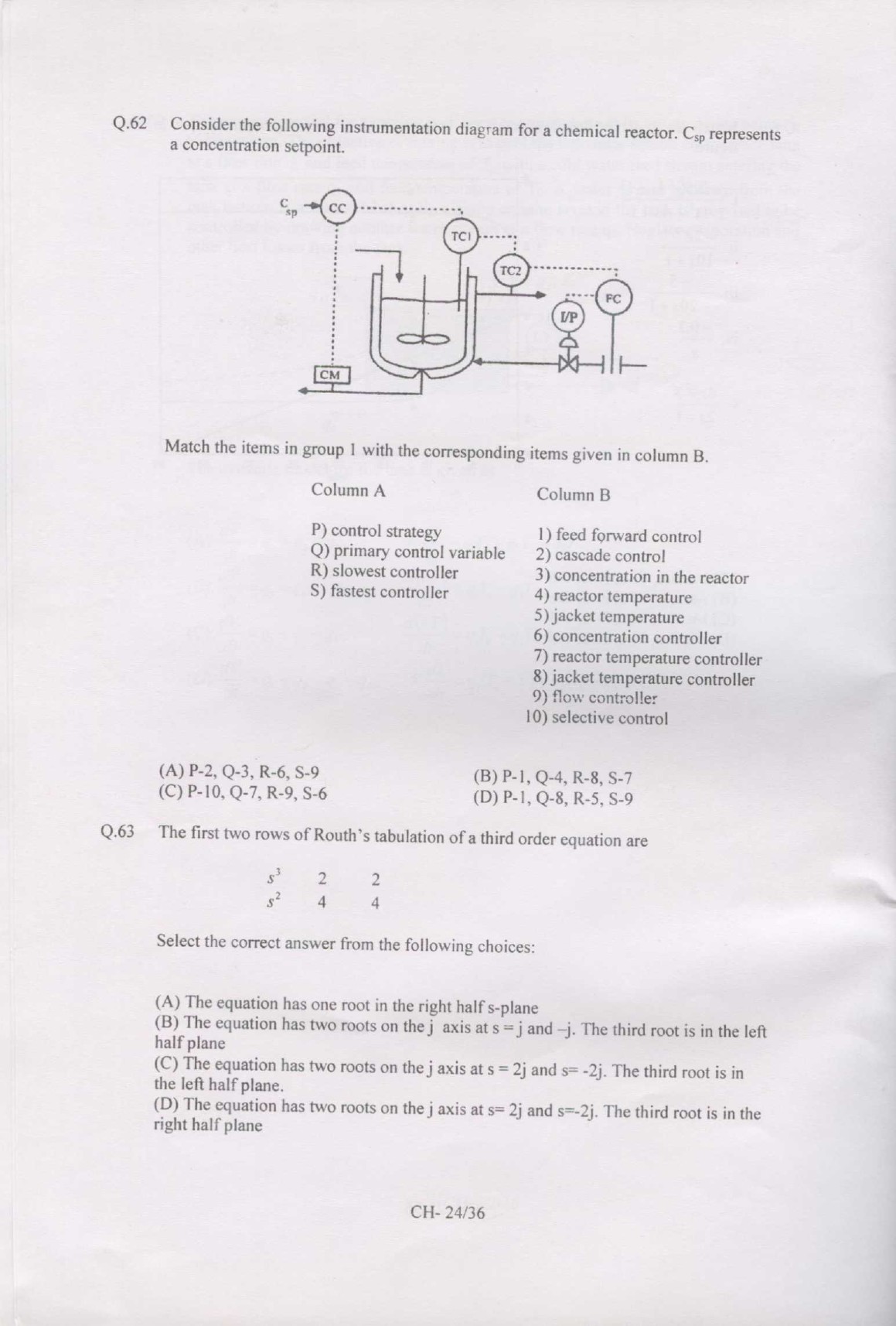 GATE Exam Question Paper 2007 Chemical Engineering 24