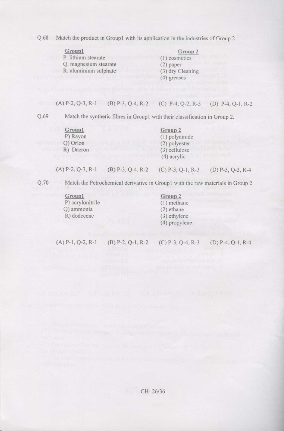 GATE Exam Question Paper 2007 Chemical Engineering 26