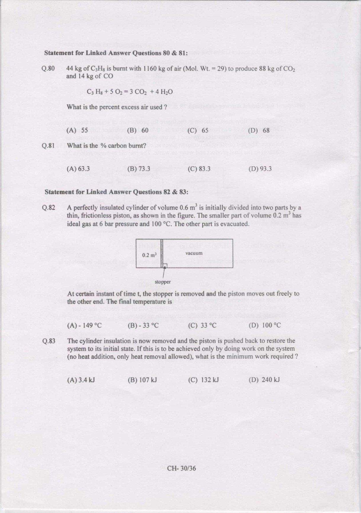 GATE Exam Question Paper 2007 Chemical Engineering 30