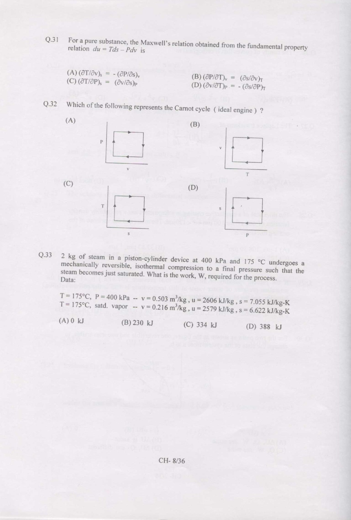 GATE Exam Question Paper 2007 Chemical Engineering 8