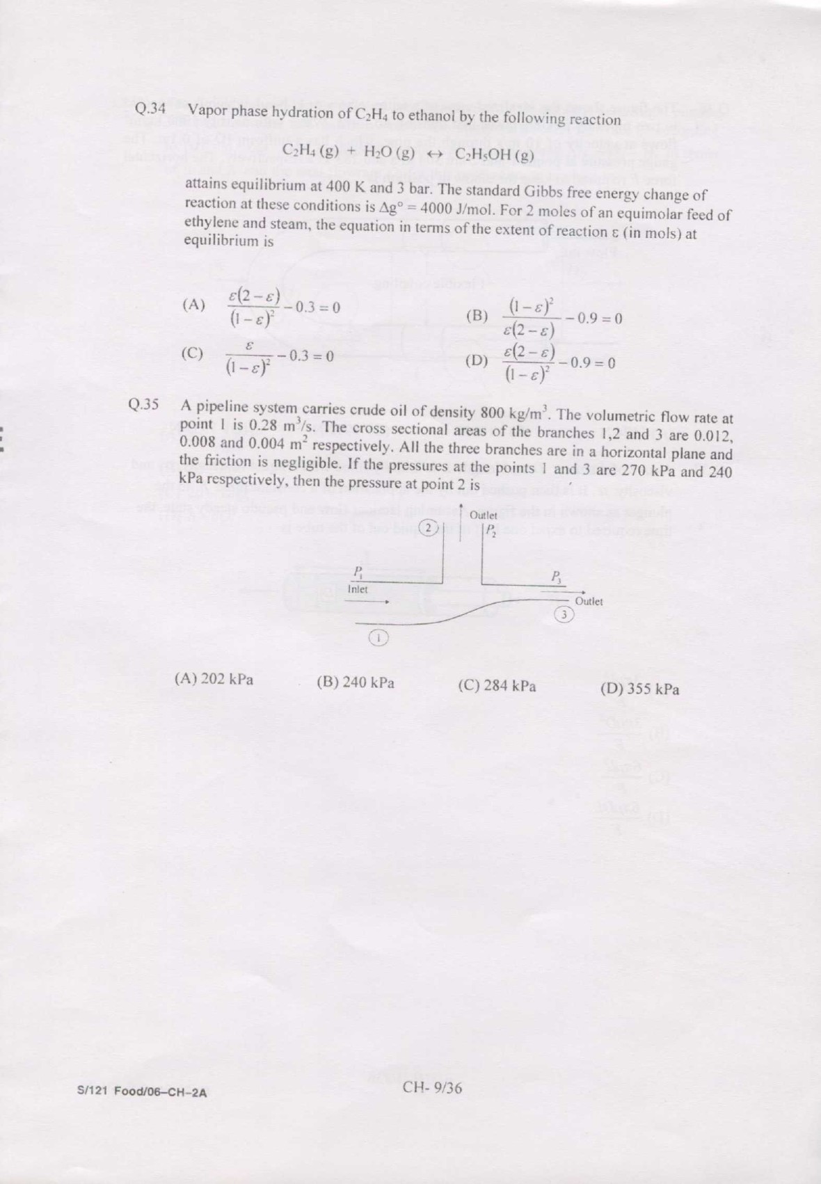 GATE Exam Question Paper 2007 Chemical Engineering 9
