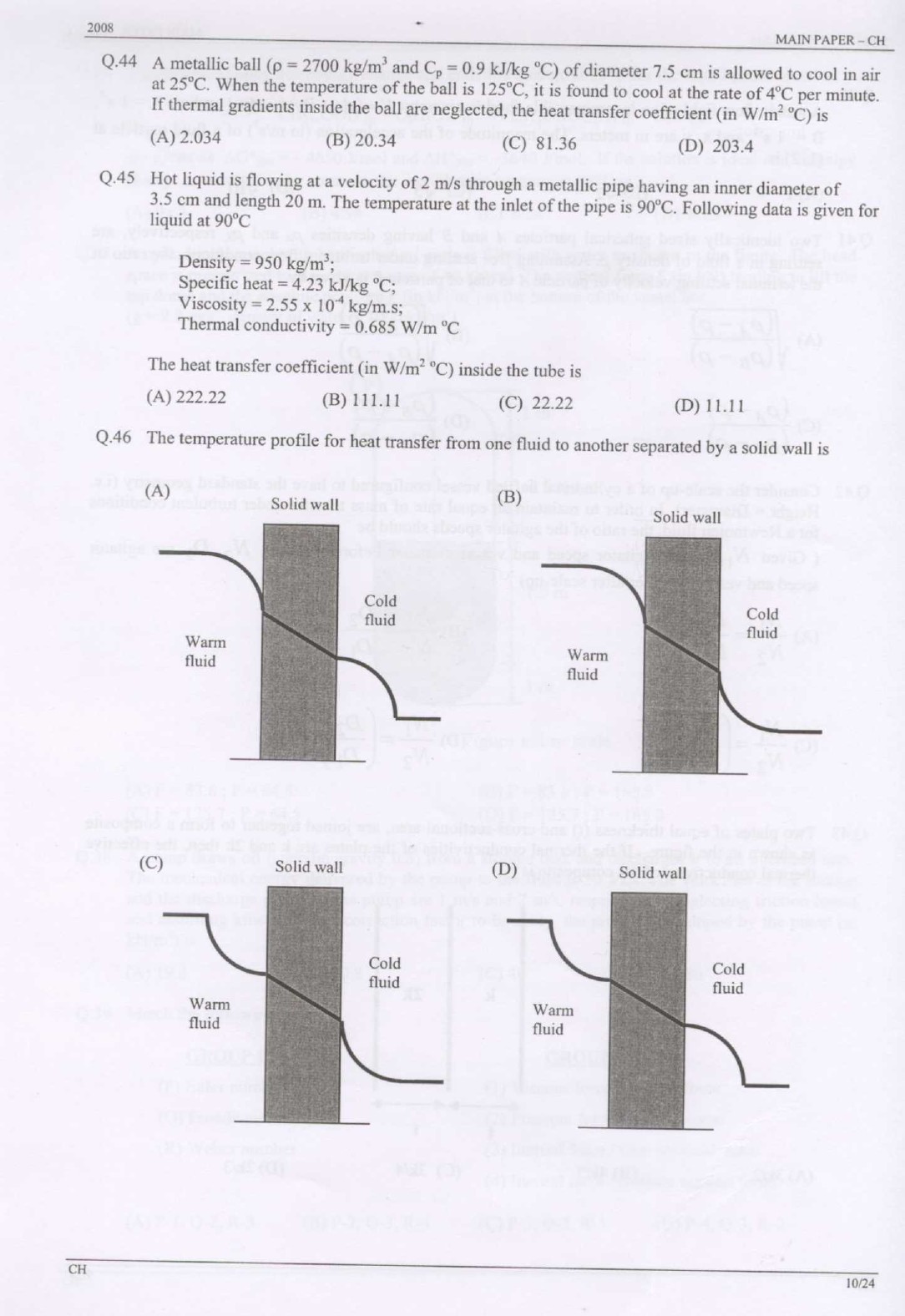 GATE Exam Question Paper 2008 Chemical Engineering 10