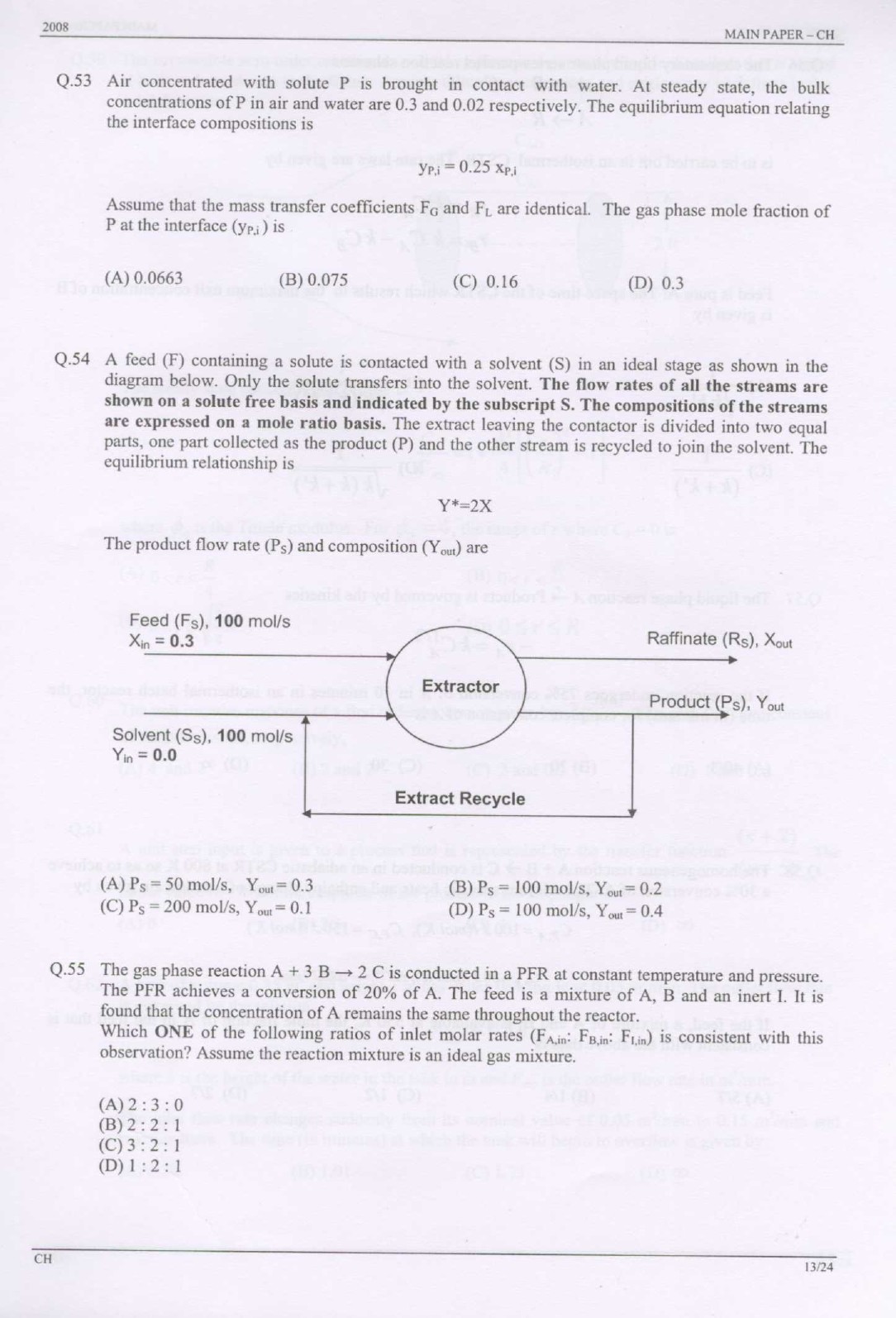 GATE Exam Question Paper 2008 Chemical Engineering 13