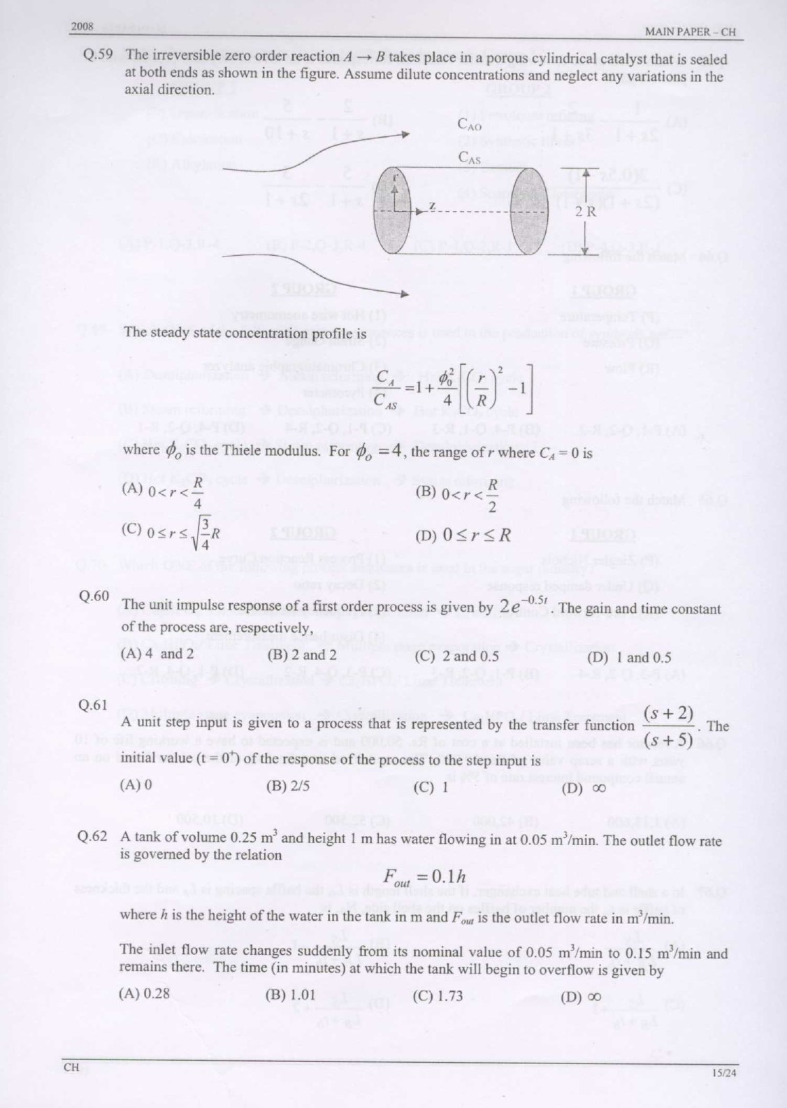 GATE Exam Question Paper 2008 Chemical Engineering 15