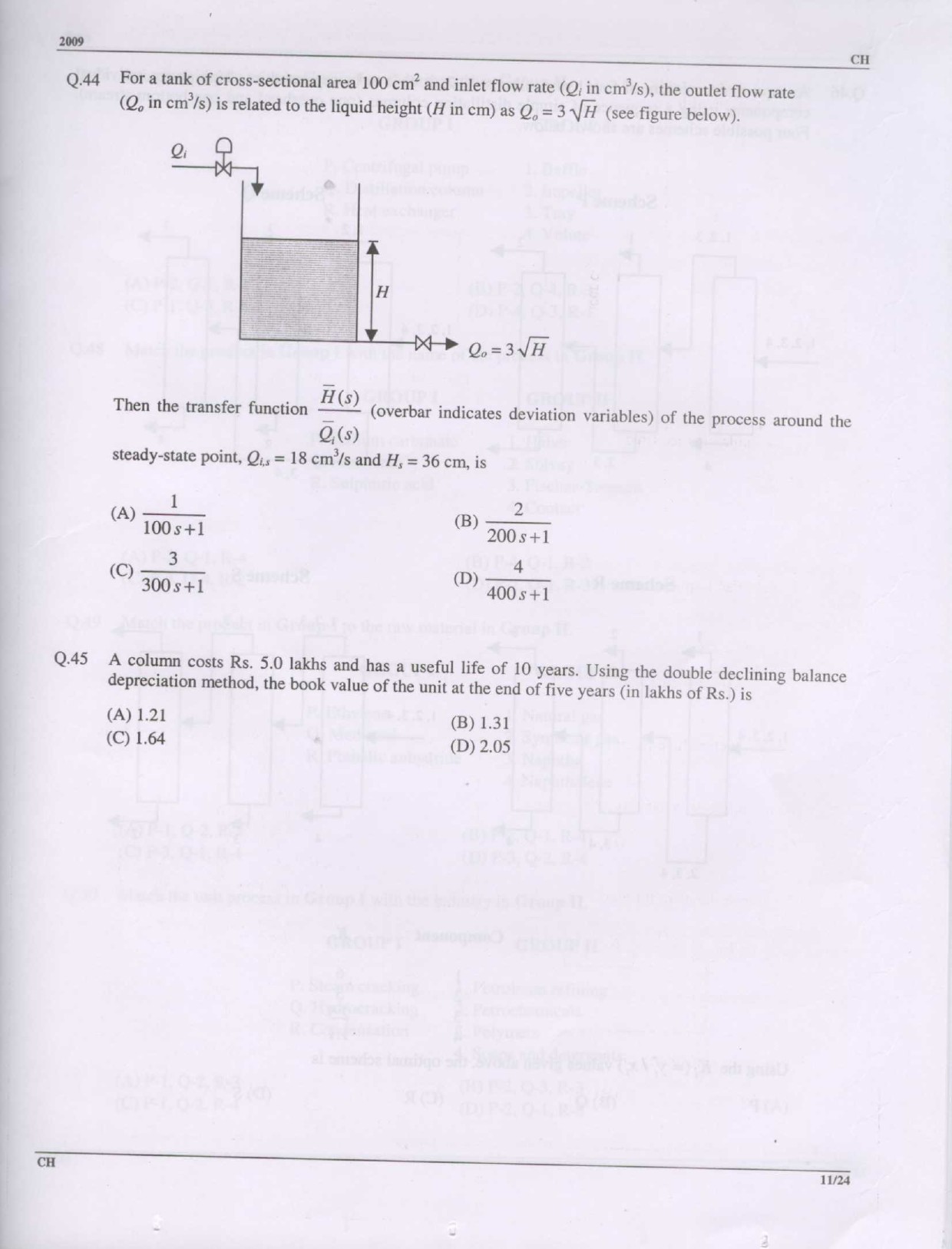 GATE Exam Question Paper 2009 Chemical Engineering 11
