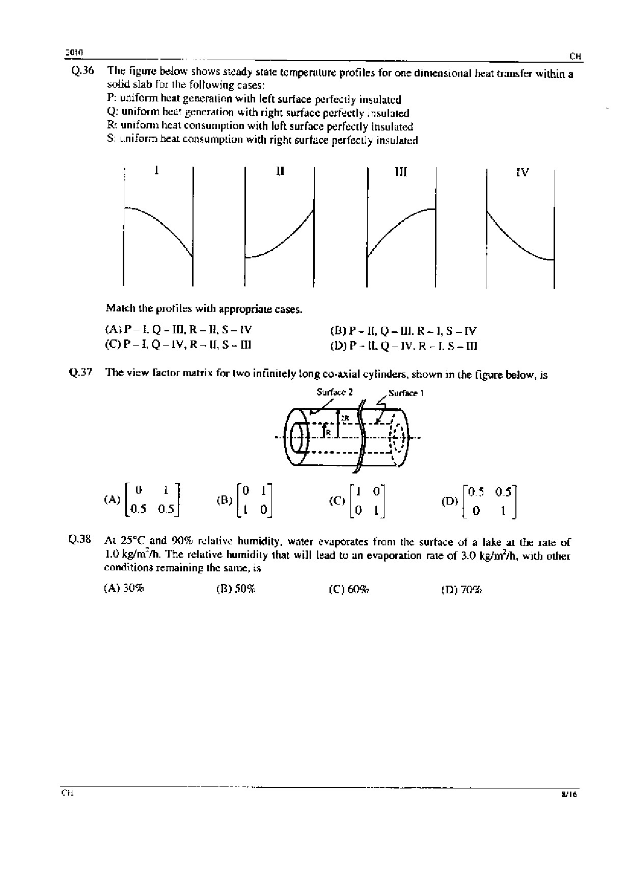 GATE Exam Question Paper 2010 Chemical Engineering 8