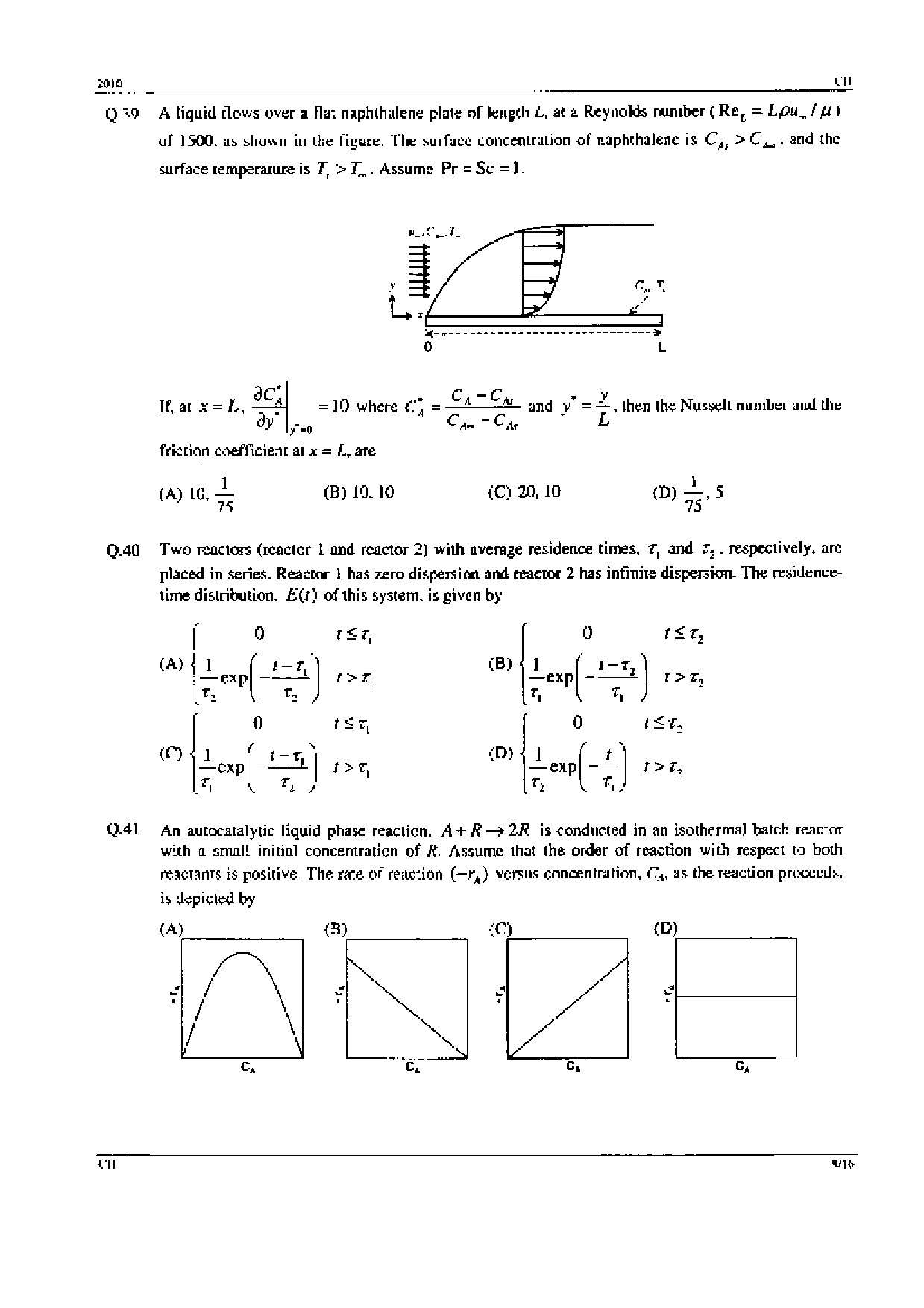 GATE Exam Question Paper 2010 Chemical Engineering 9