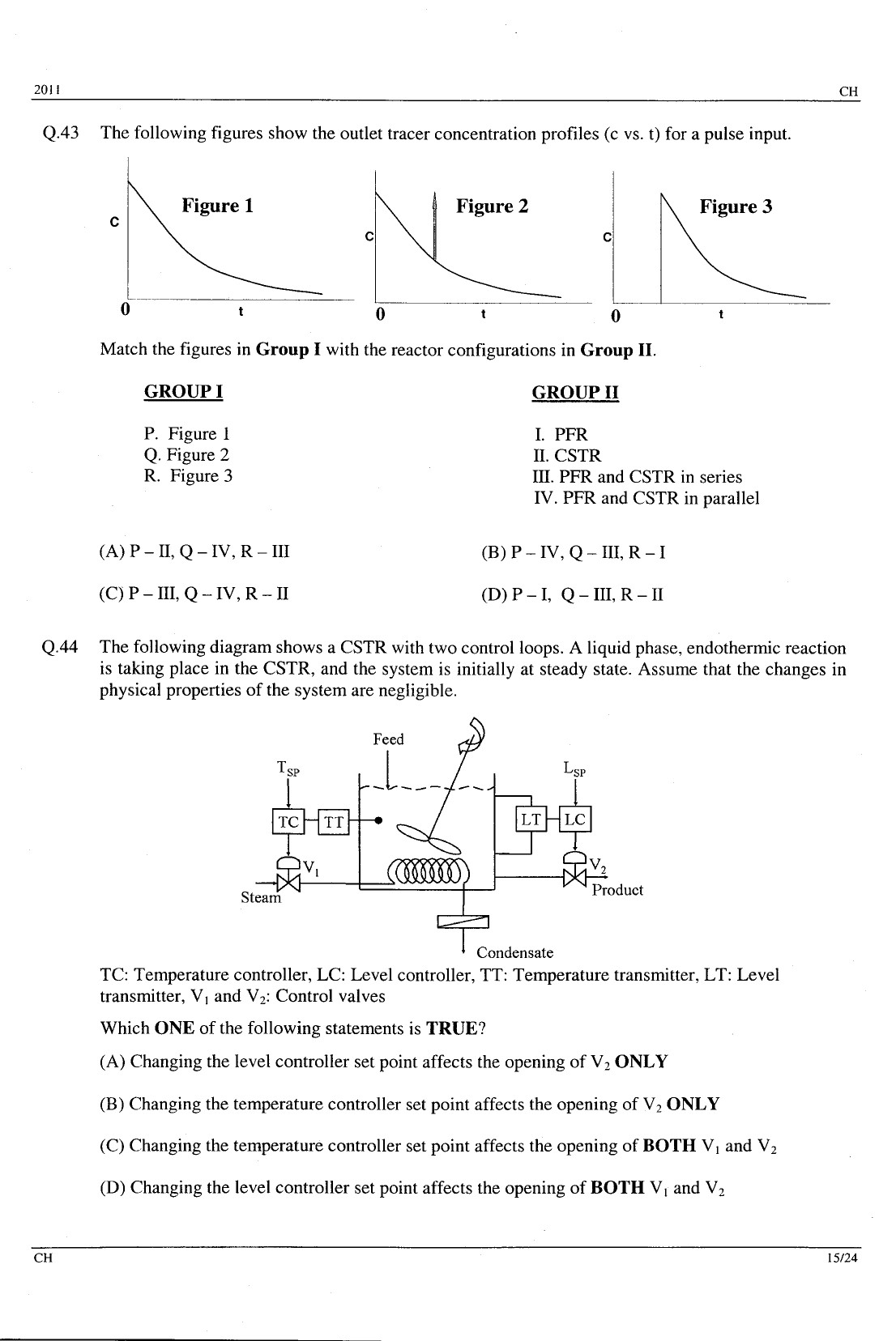 GATE Exam Question Paper 2011 Chemical Engineering 15