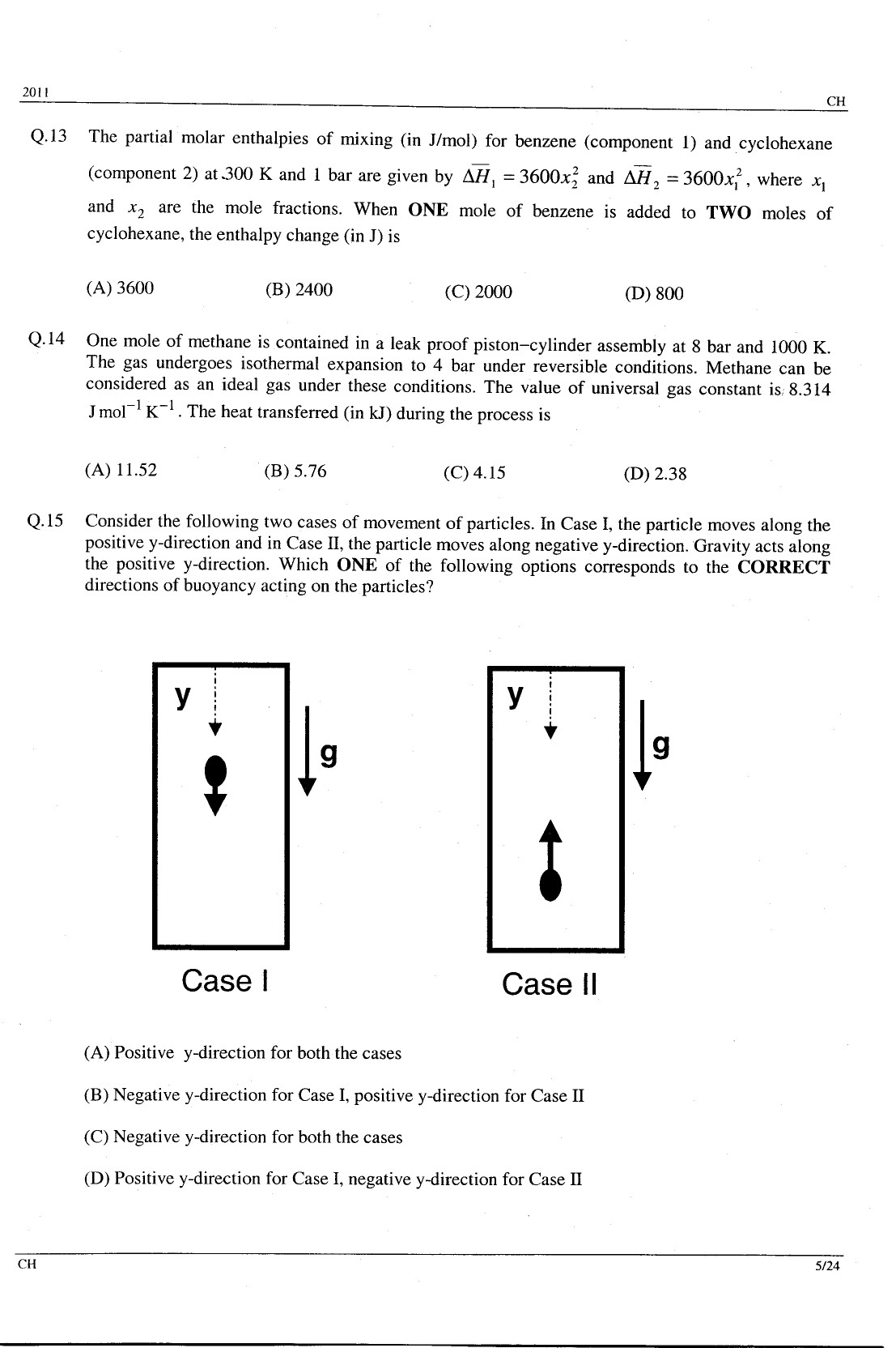 GATE Exam Question Paper 2011 Chemical Engineering 5
