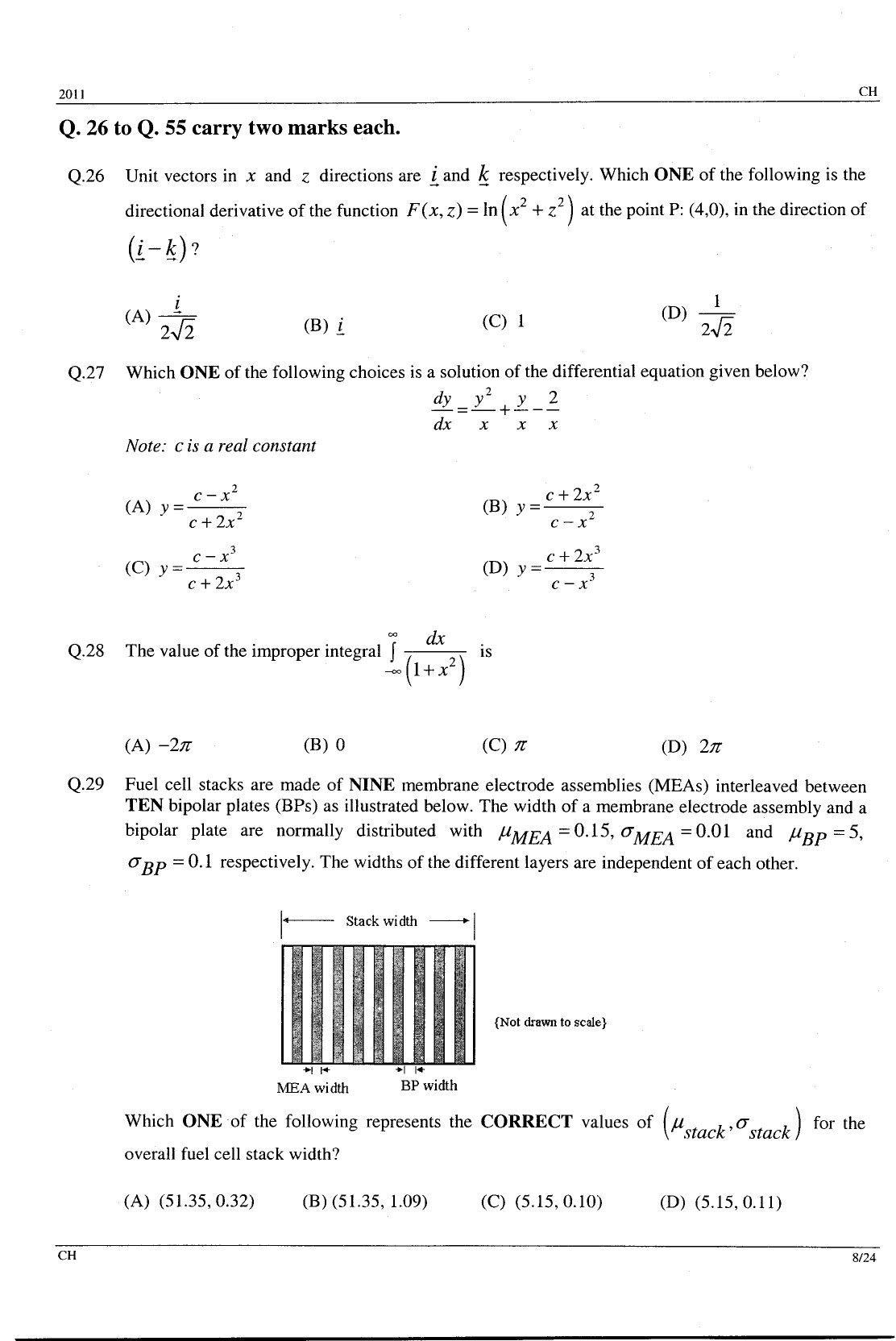 GATE Exam Question Paper 2011 Chemical Engineering 8