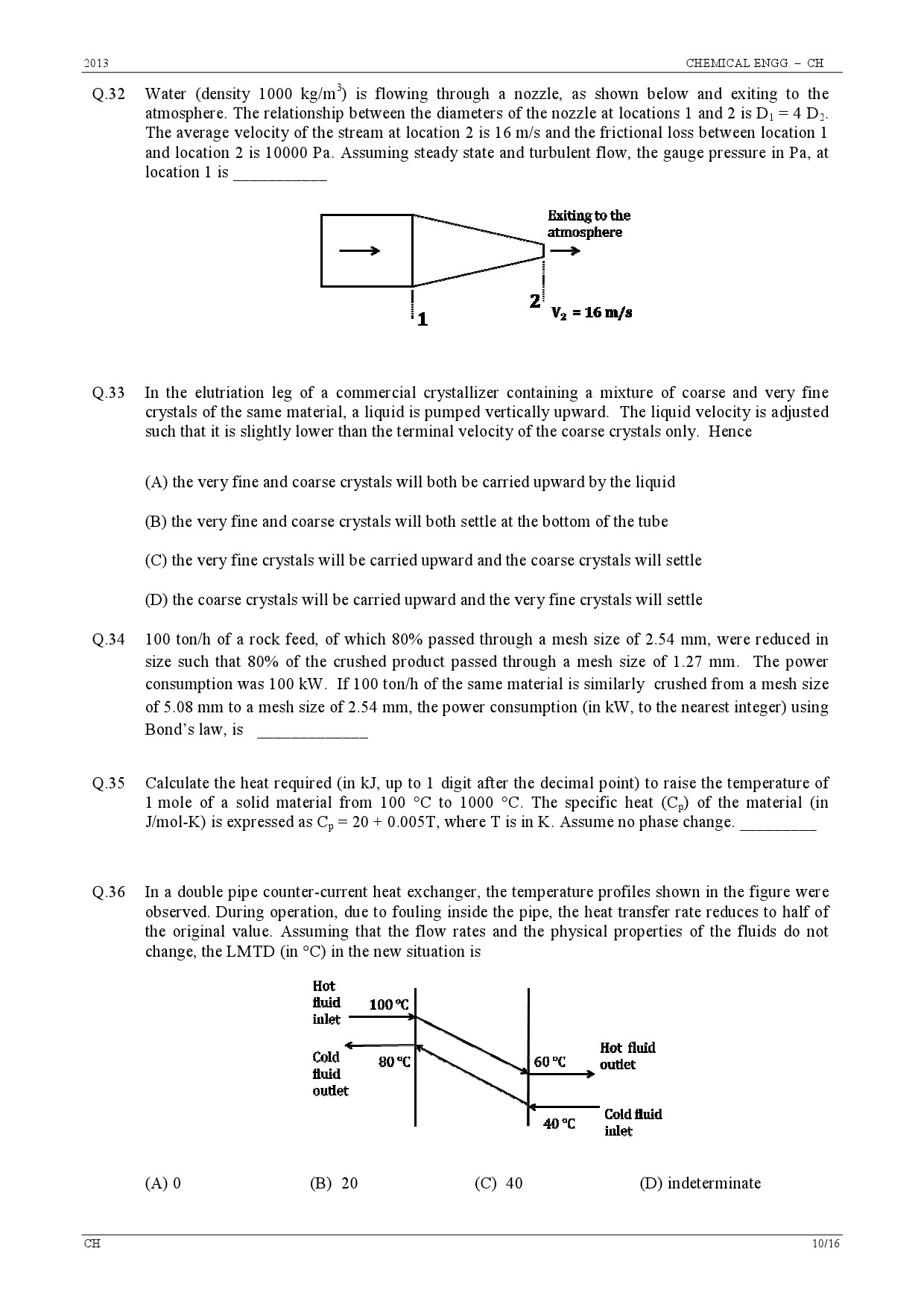 GATE Exam Question Paper 2013 Chemical Engineering 10