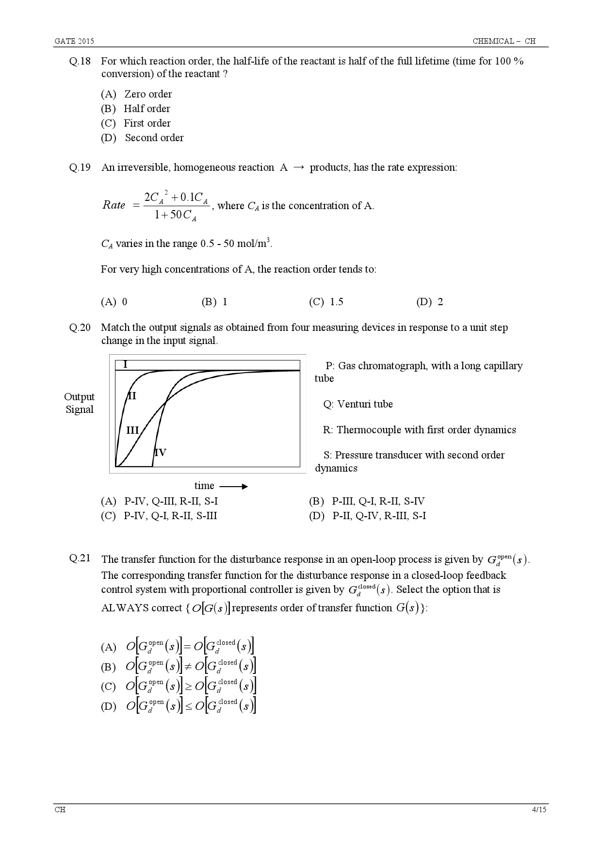 GATE Exam Question Paper 2015 Chemical Engineering 4