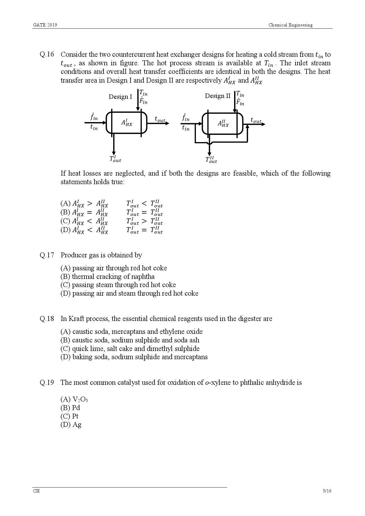 GATE Exam Question Paper 2019 Chemical Engineering 8
