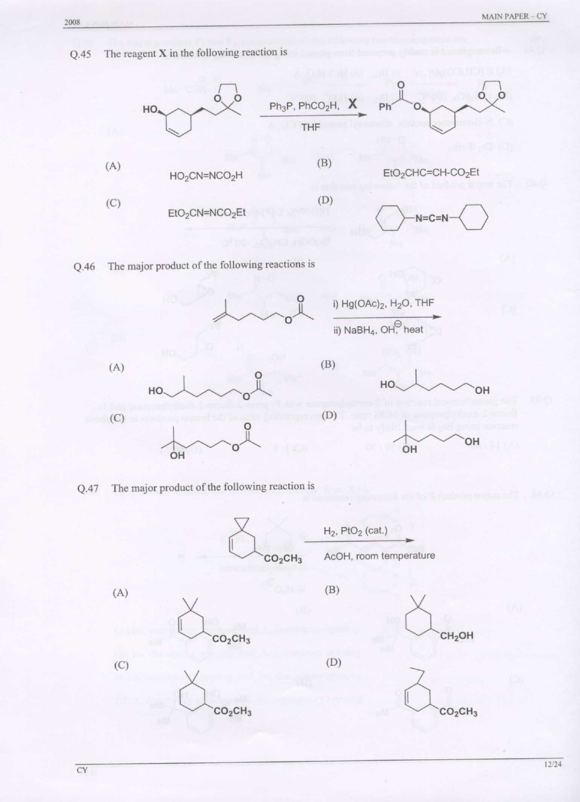 GATE Exam Question Paper 2008 Chemistry 12