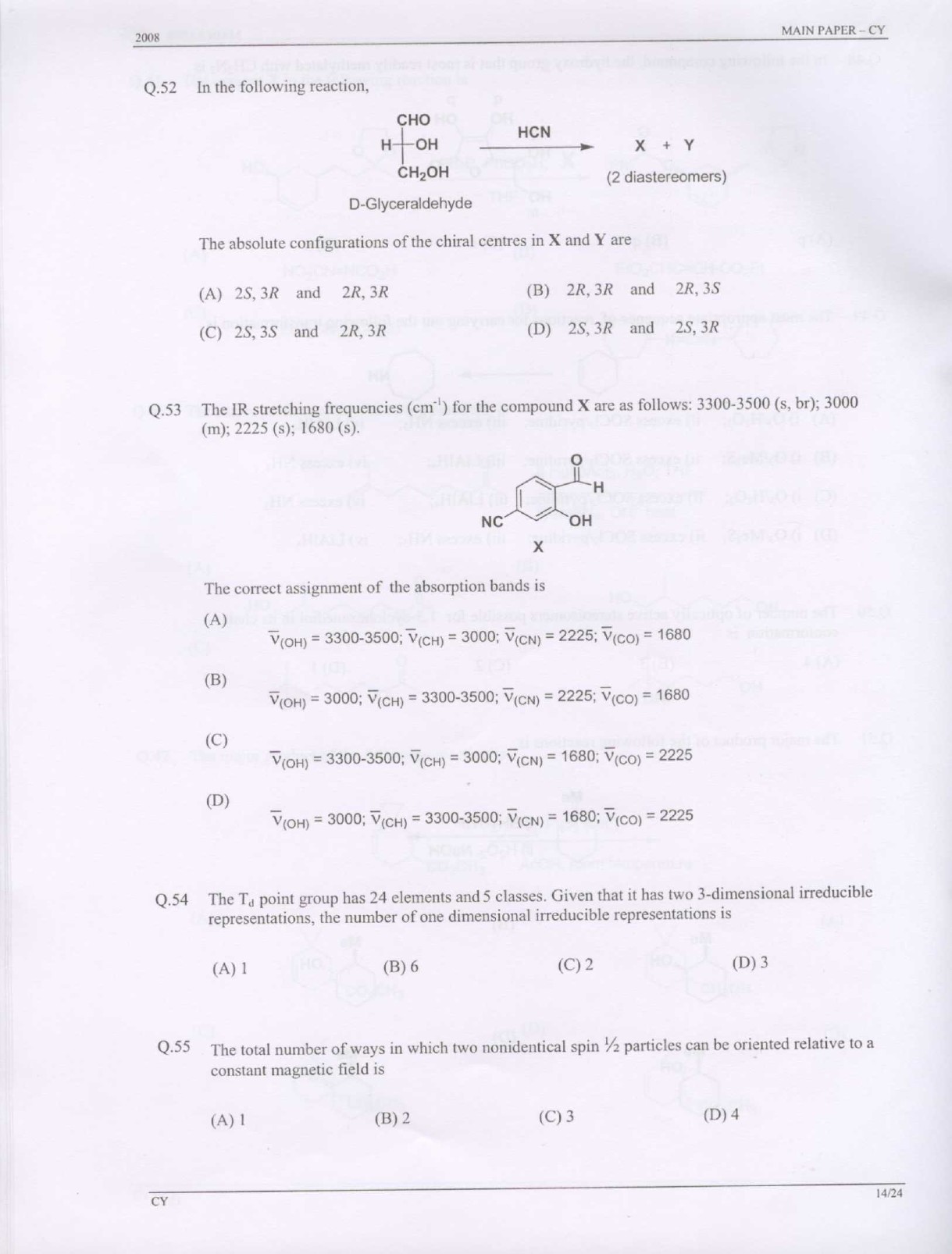 GATE Exam Question Paper 2008 Chemistry 14