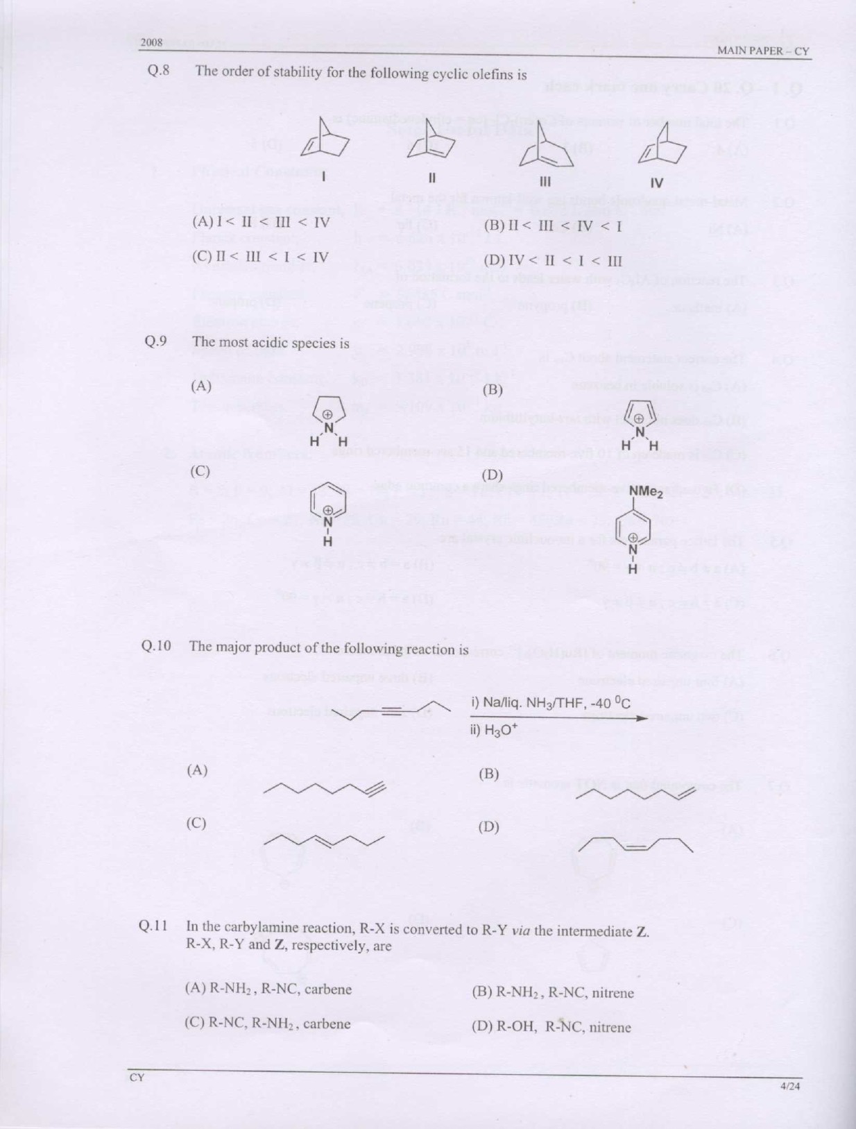 GATE Exam Question Paper 2008 Chemistry 4