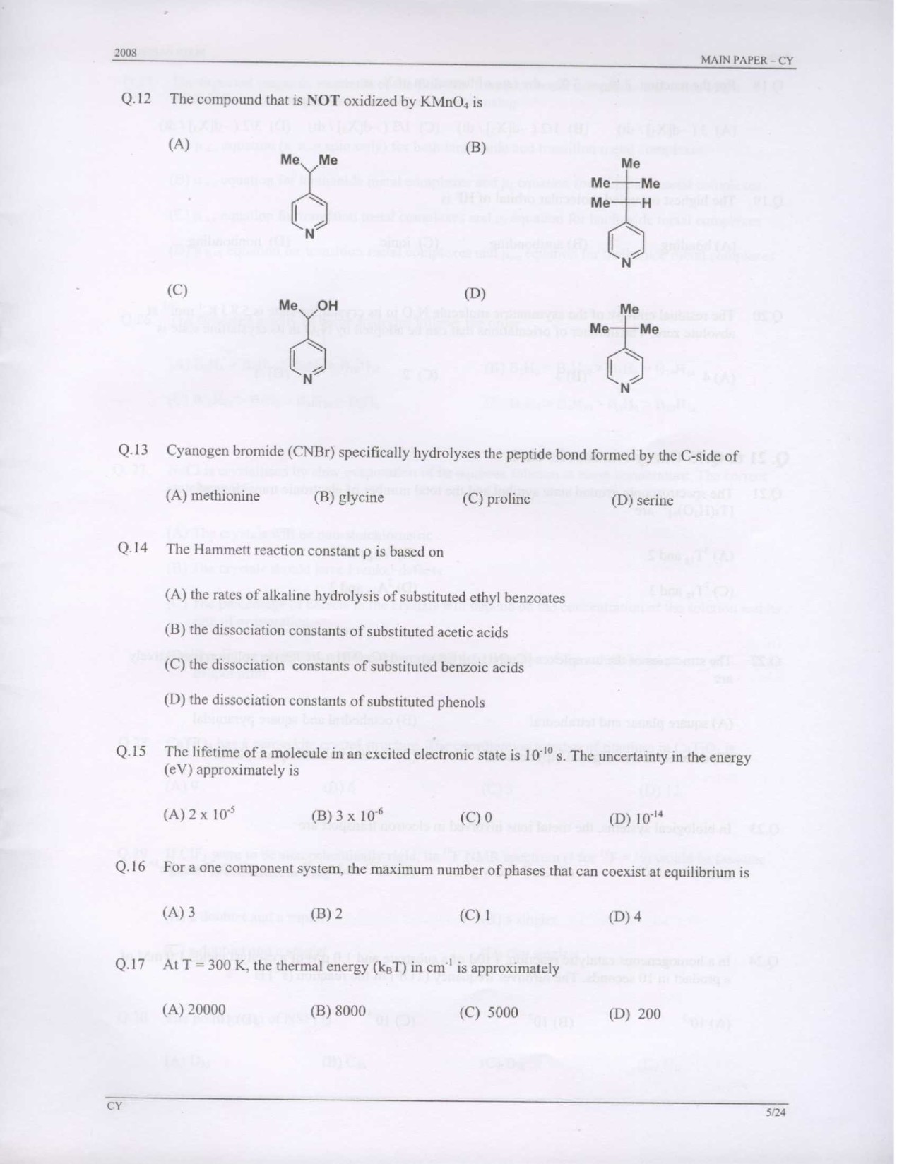 GATE Exam Question Paper 2008 Chemistry 5