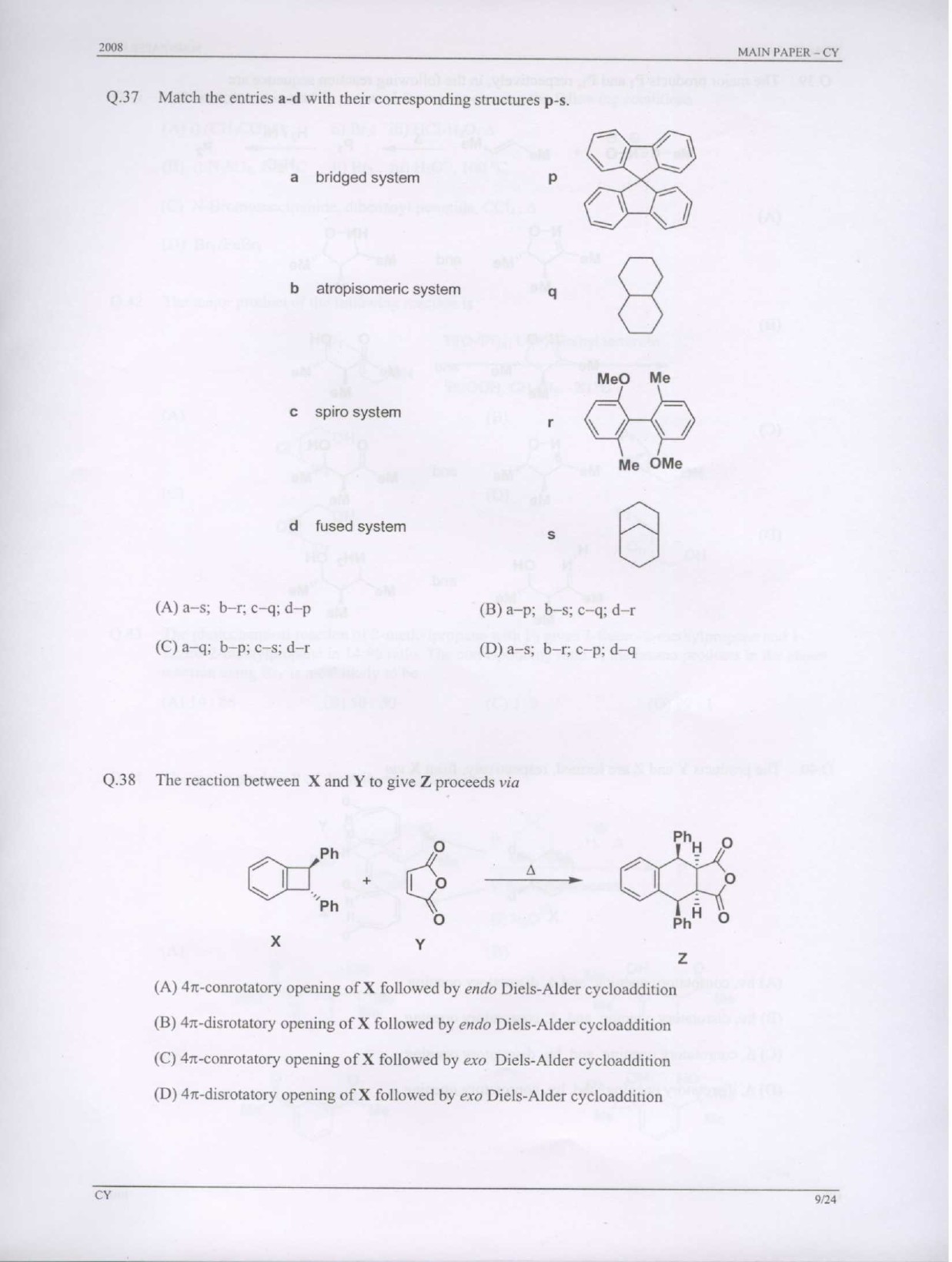 GATE Exam Question Paper 2008 Chemistry 9