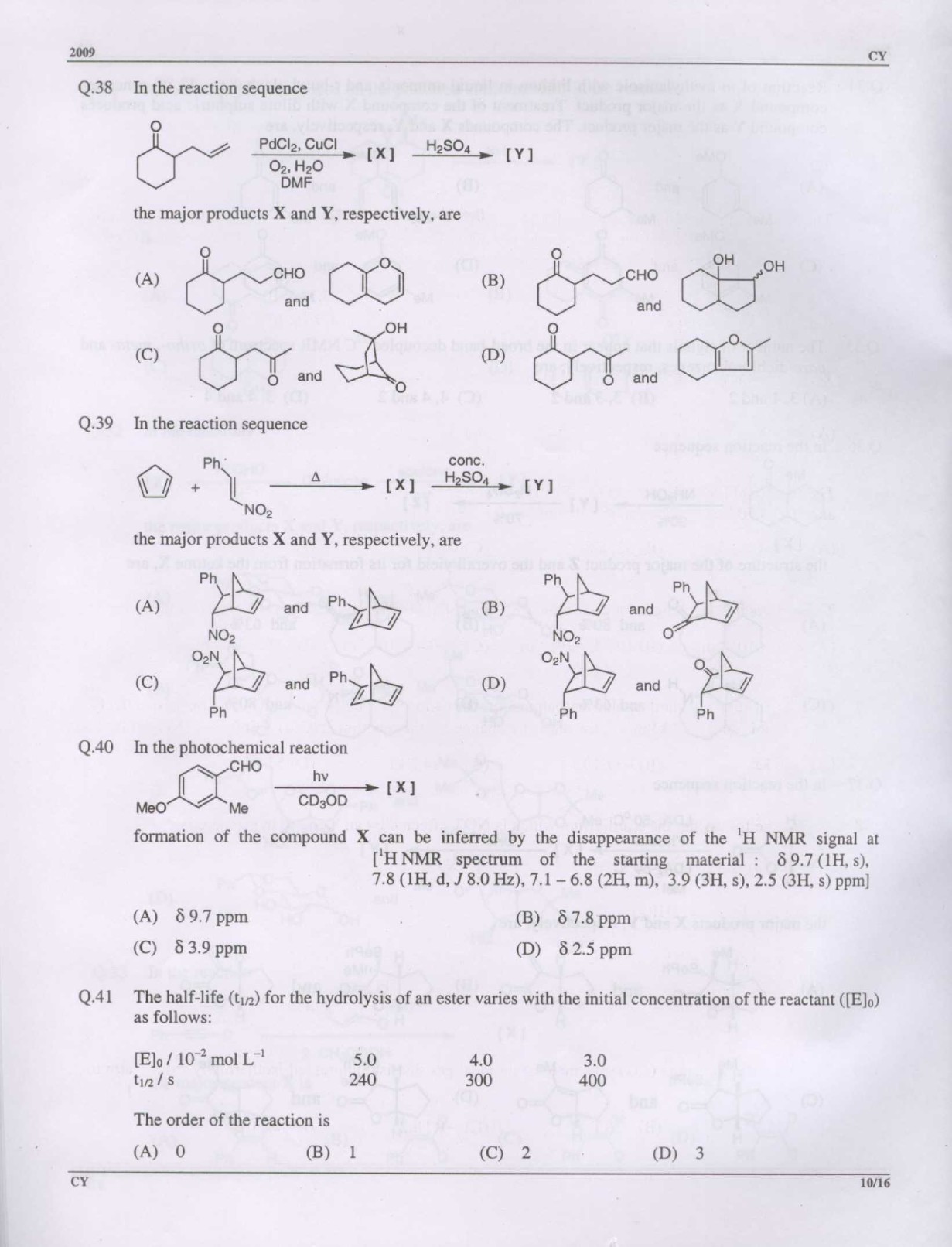 GATE Exam Question Paper 2009 Chemistry 10