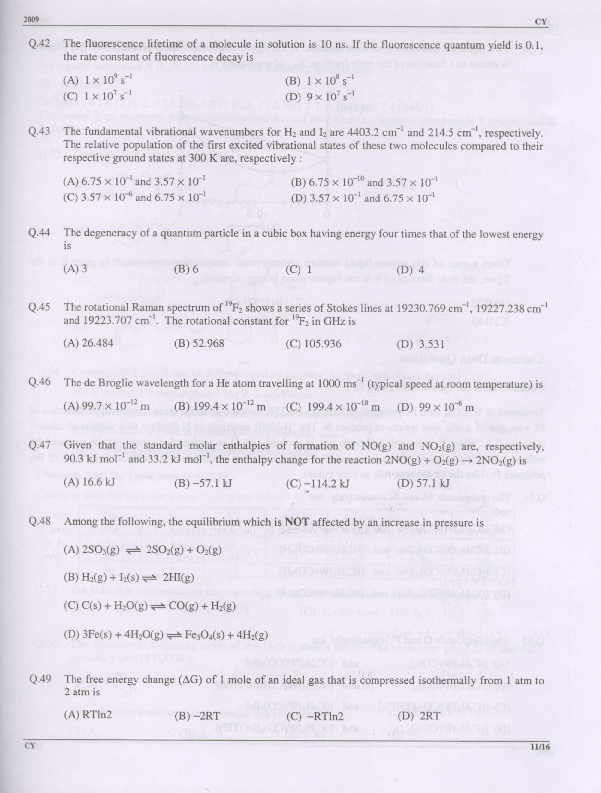 GATE Exam Question Paper 2009 Chemistry 11