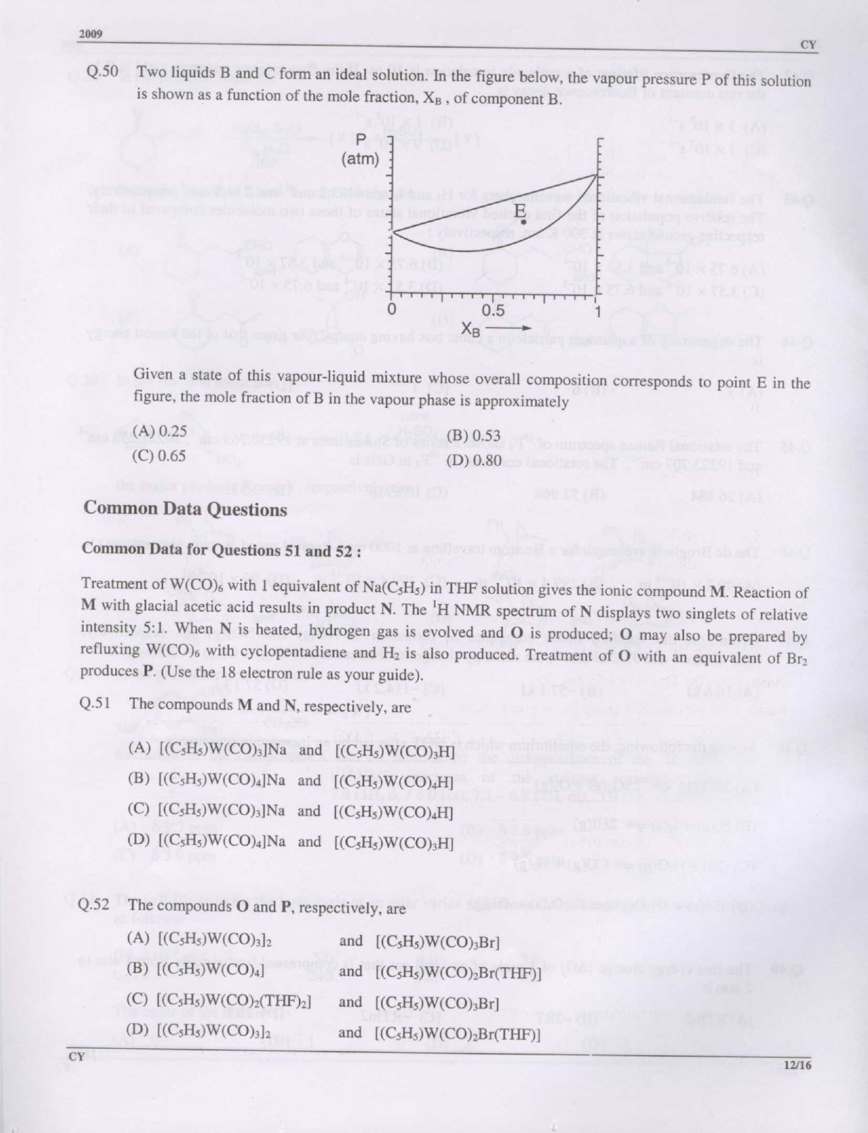 GATE Exam Question Paper 2009 Chemistry 12