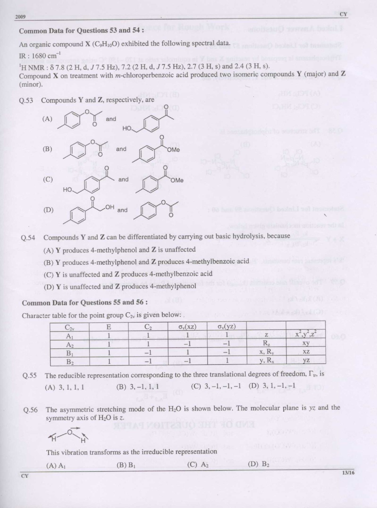 GATE Exam Question Paper 2009 Chemistry 13